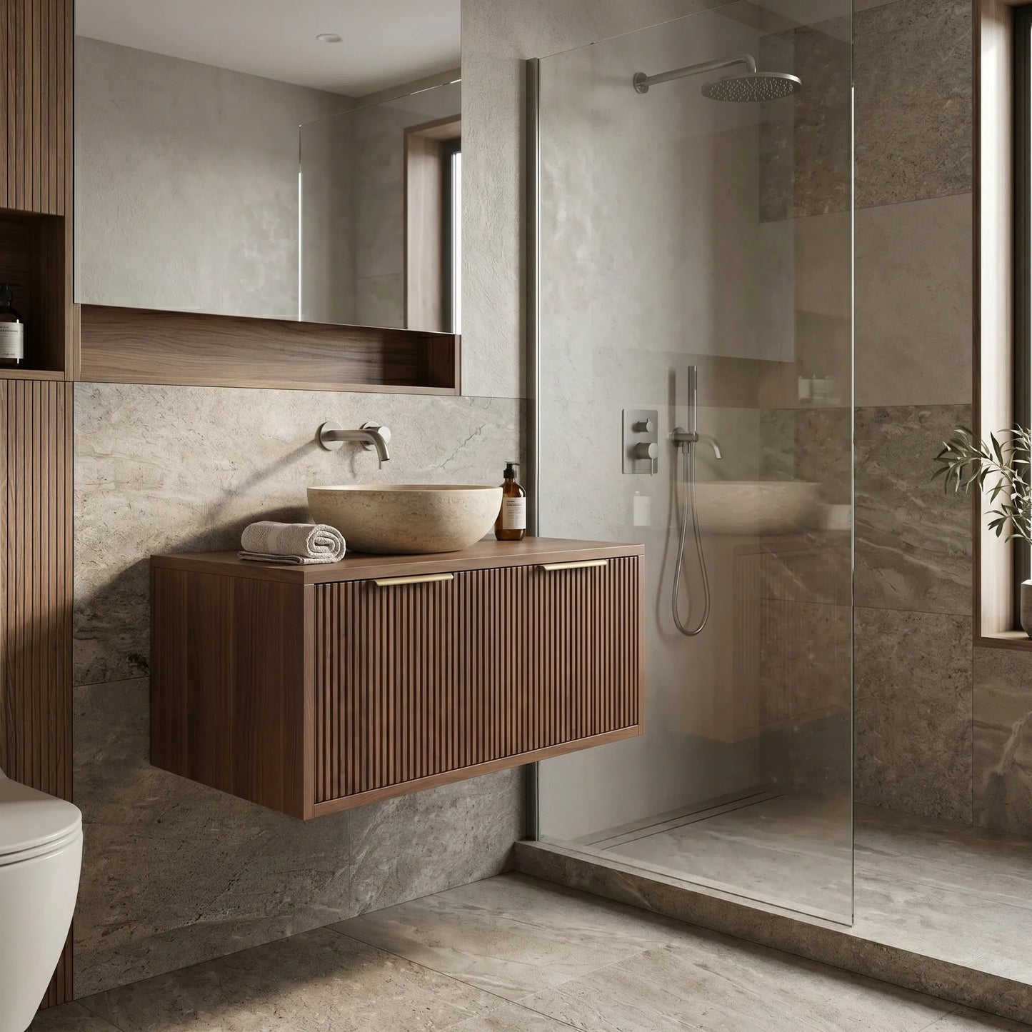 Dulap baie pentru lavoar Rea Core 80cm Brown  7