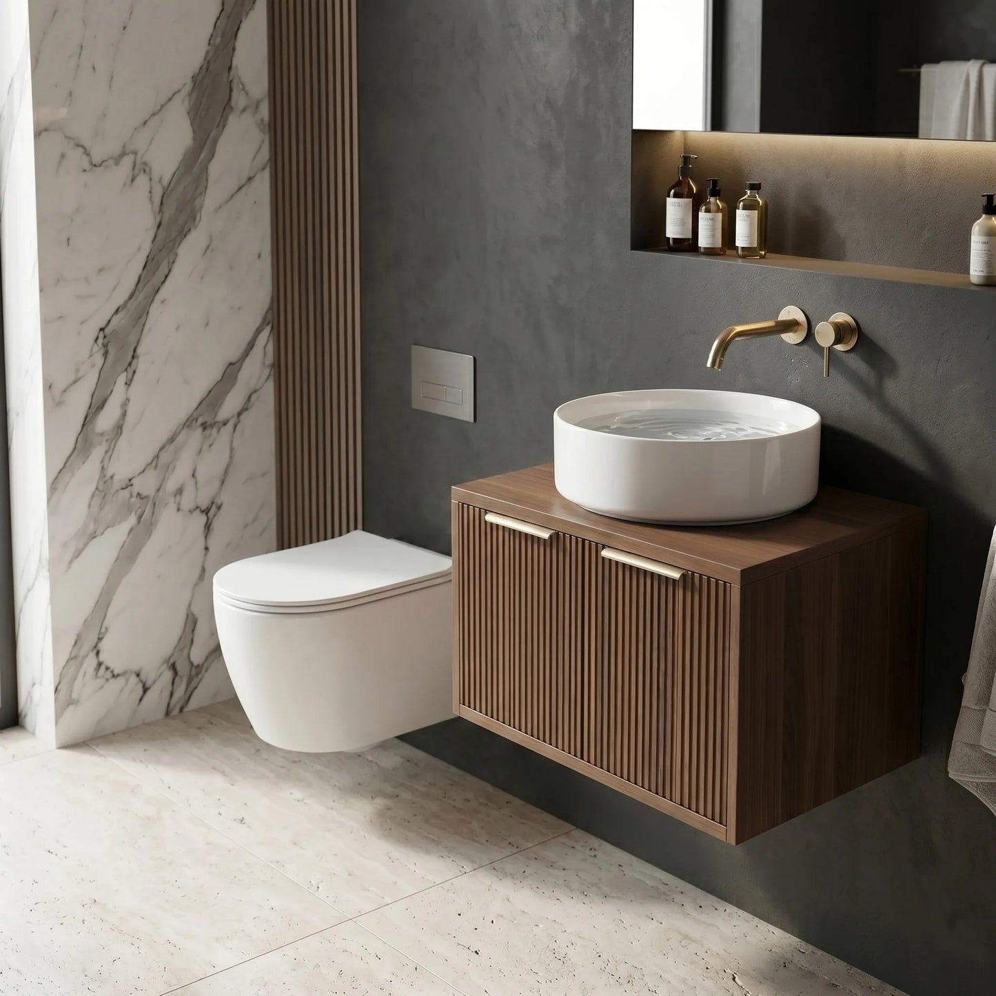 Dulap baie pentru lavoar Rea Core 60cm Brown  7