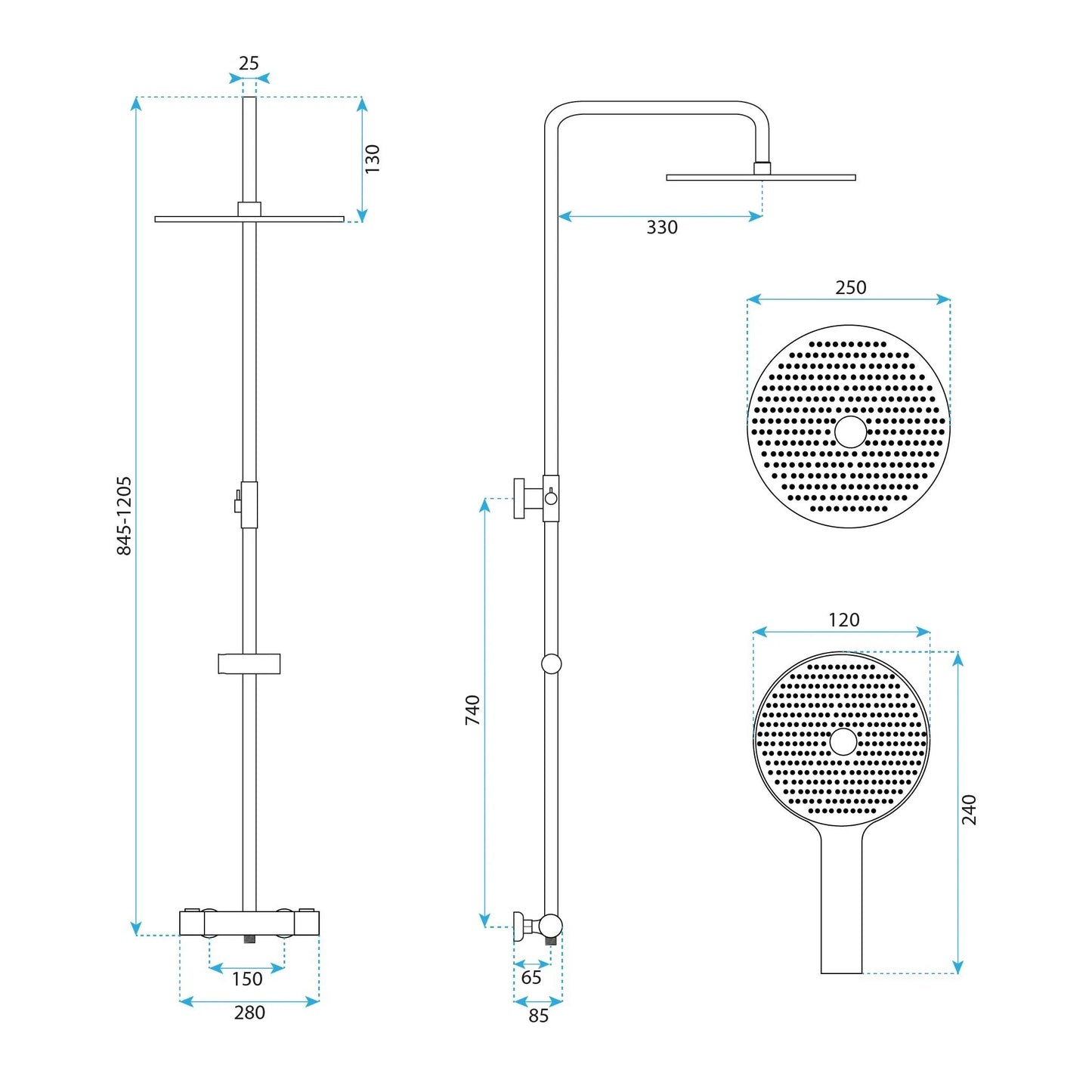 Coloana de dus cu termostat Drop Titan  7