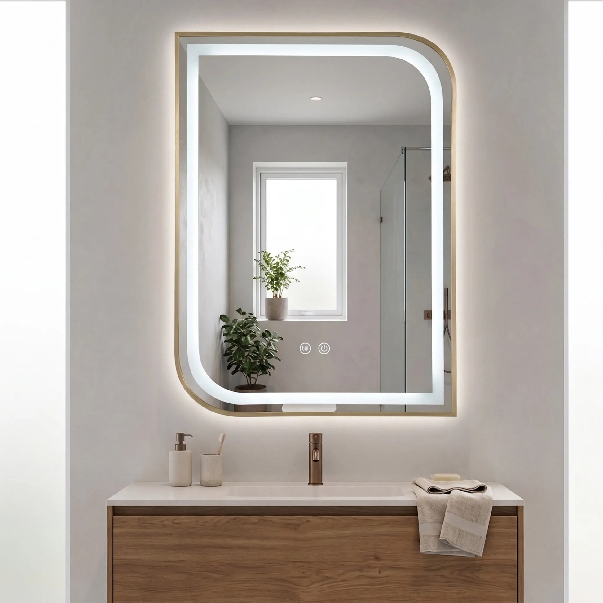 Oglindă LED ZONE 70X50 BRUSH GOLD  7