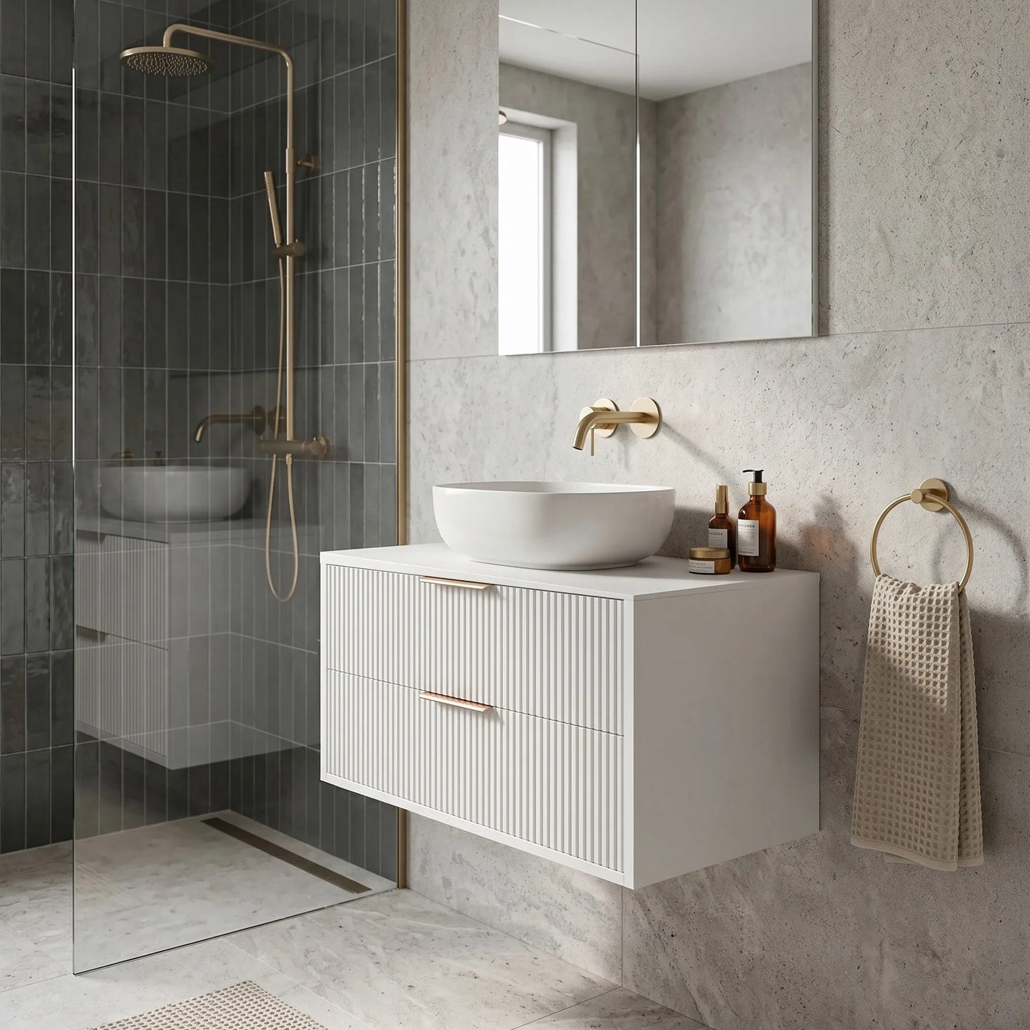 Dulap baie pentru lavoar Rea Mono 80cm White  7