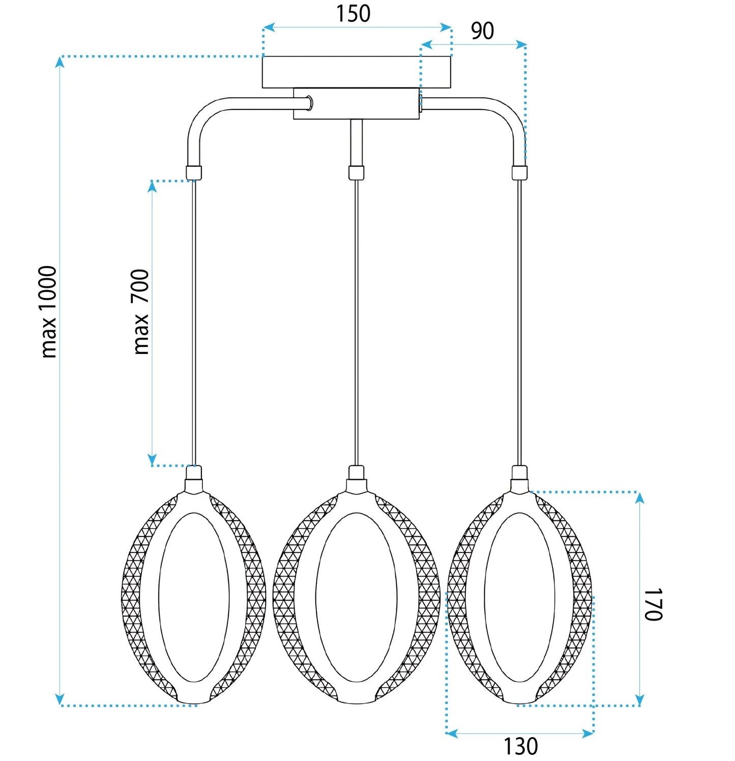 LAMPĂ LED SUSPENDATĂ DE TAVAN G176-3CP GOLD  7
