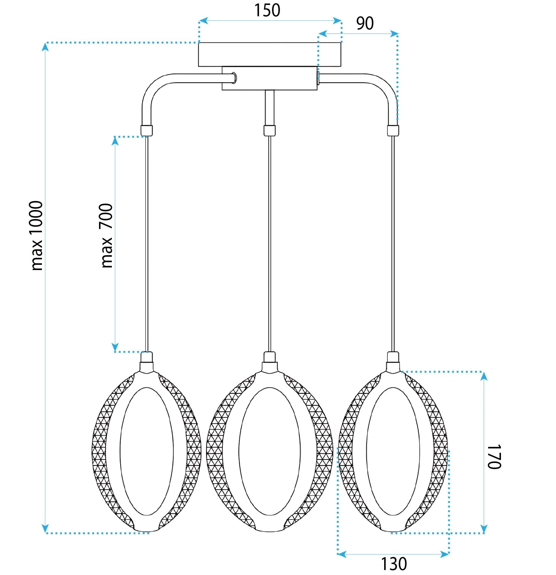 LAMPĂ LED SUSPENDATĂ DE TAVAN G176-3CP GOLD  7