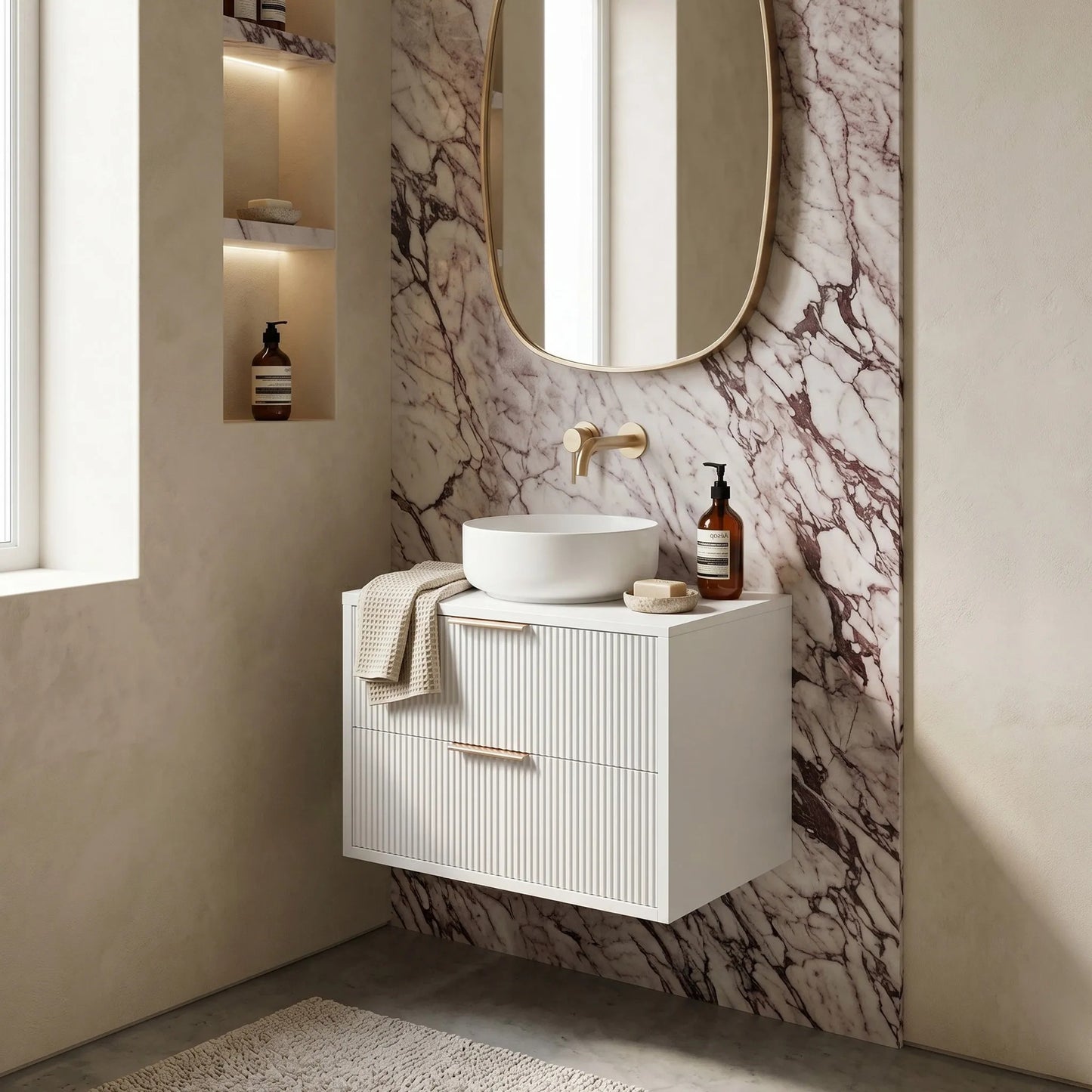 Dulap baie pentru lavoar Rea Mono 60cm White  7