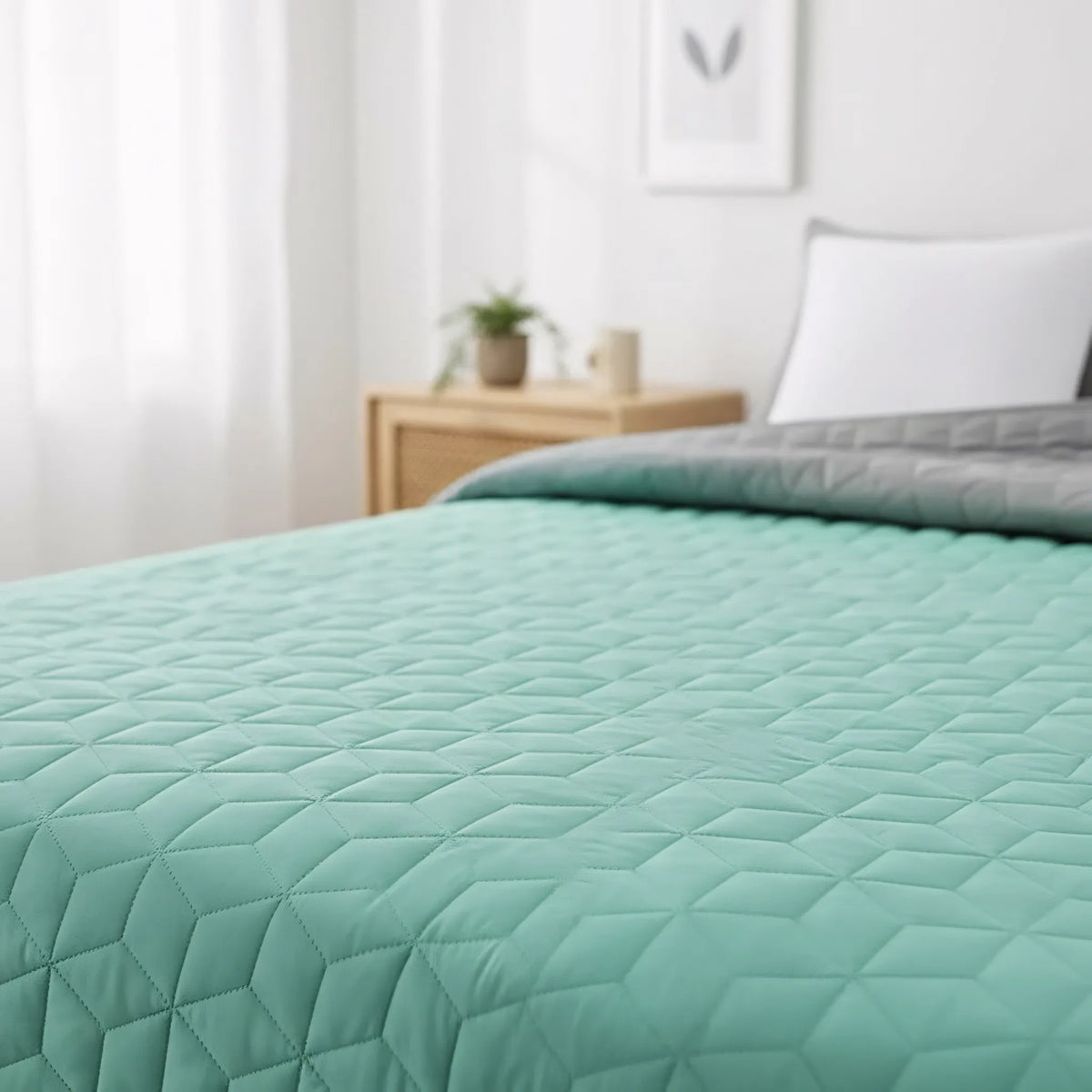 Cuvertura Cu Doua Fete Matlasata Diamante Mint / L.Grey 200x220 7