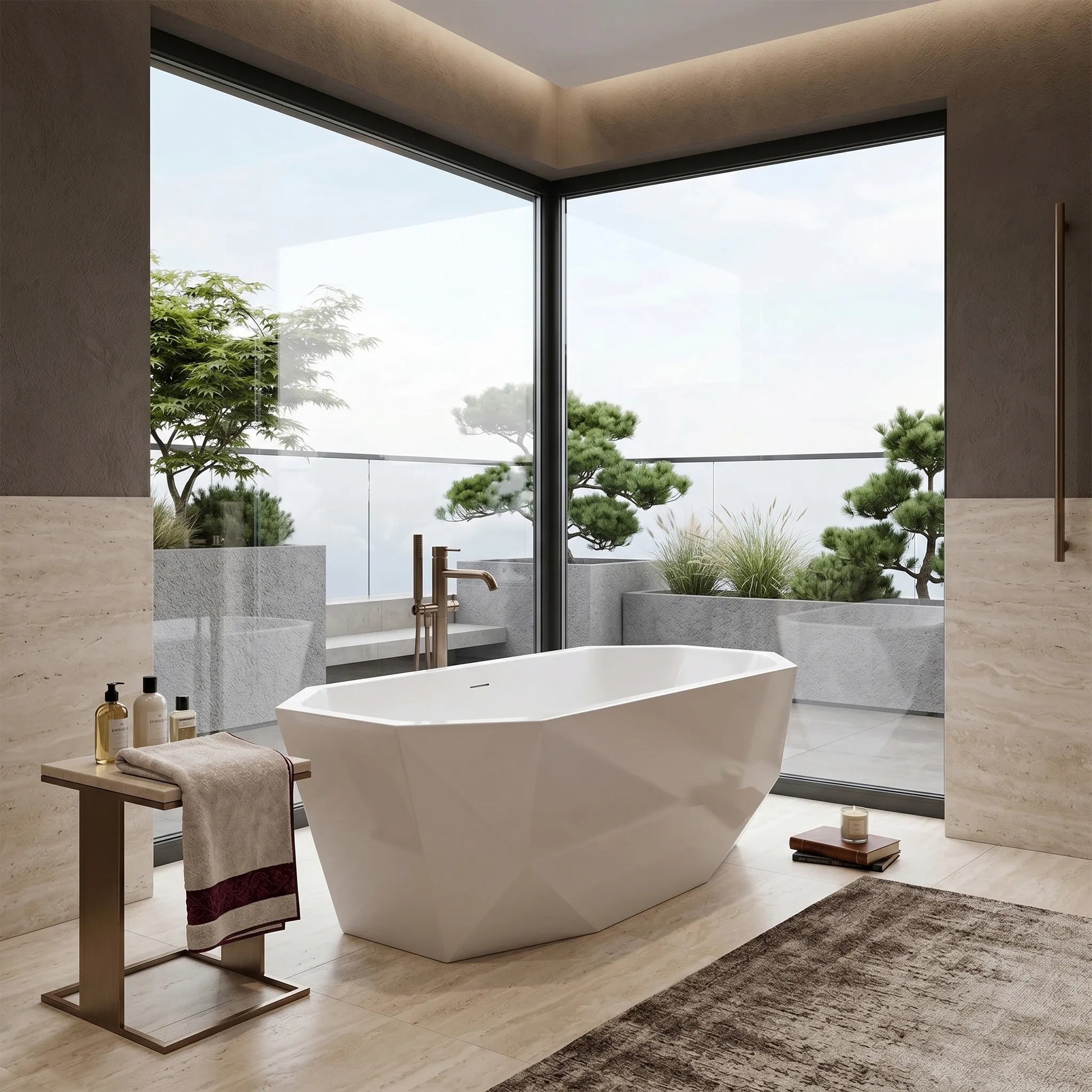 Cadă Freestanding Rea Diamanti 170 Capac Dop Negru 7