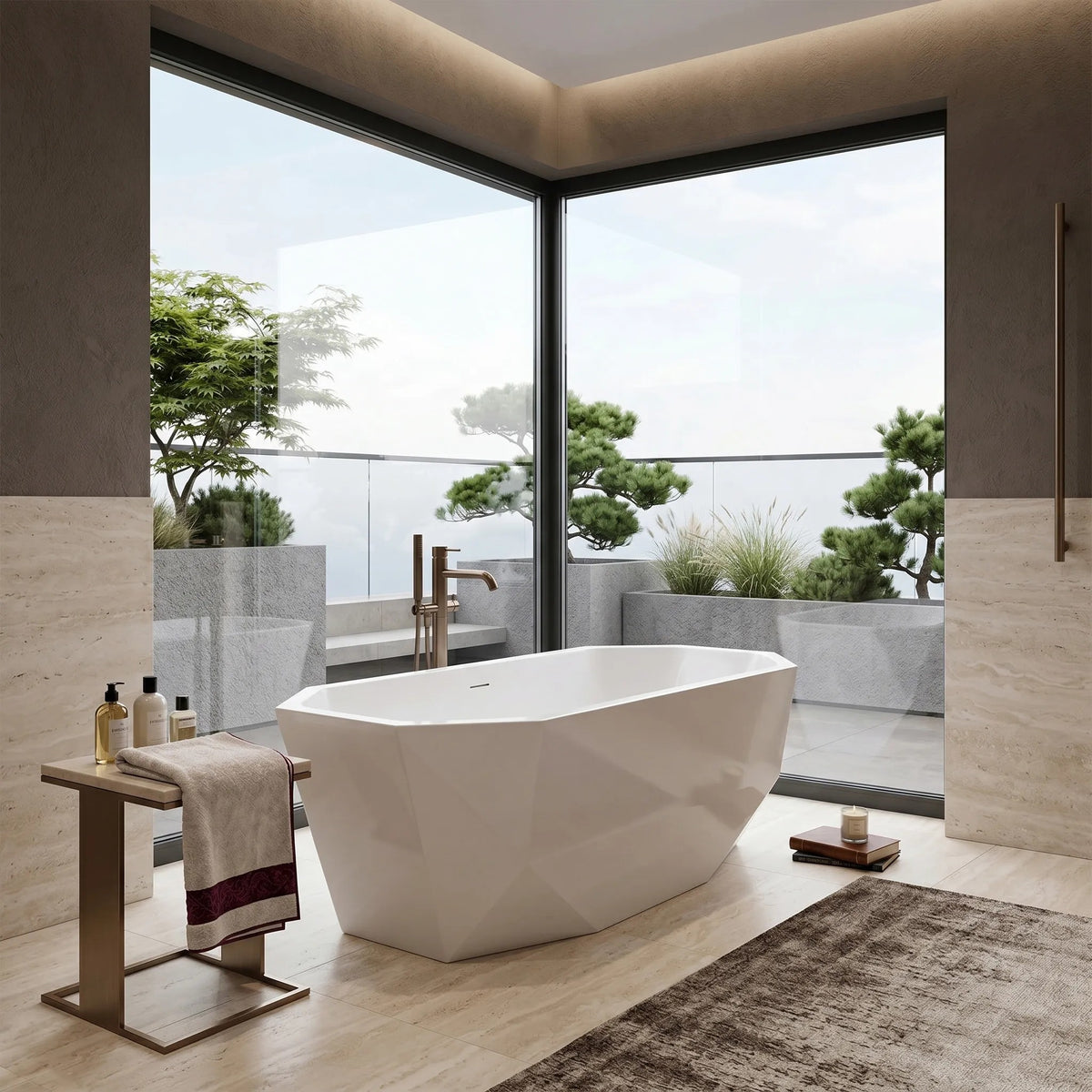Cadă Freestanding Rea Diamanti 170 Capac Dop Alb 7