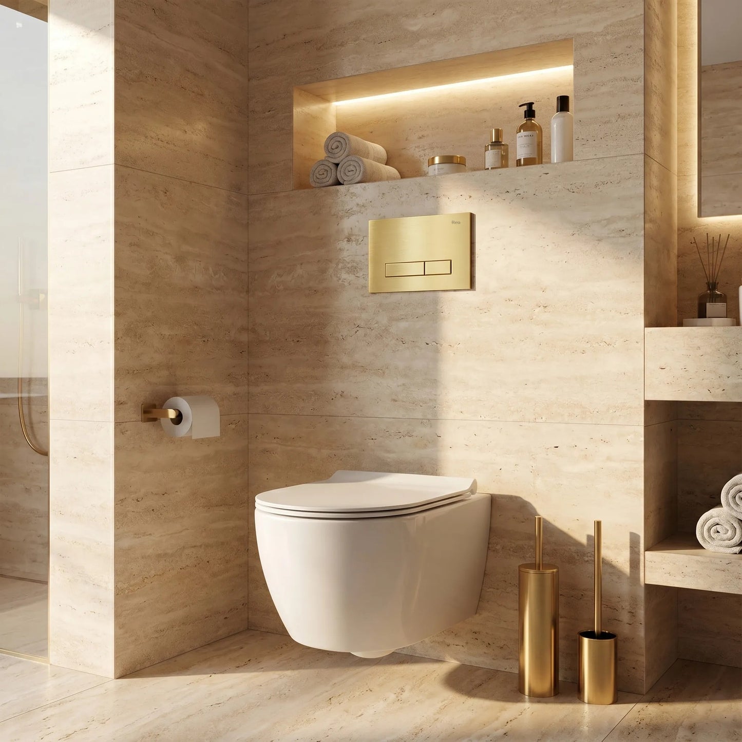 Set Cadru Îngropat Slim 024N Pentru WC Cu Buton HD Gold 7