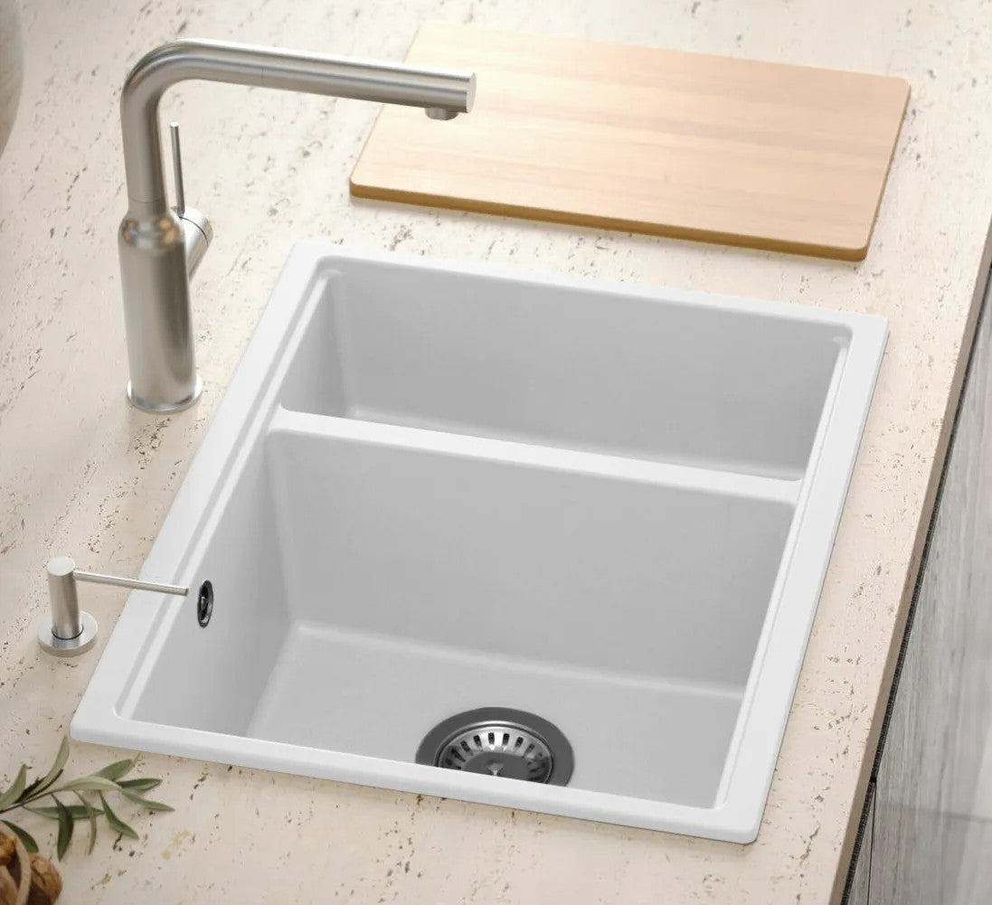 Chiuveta Din Granit Logan 150 White Dop Nichel Periat 7