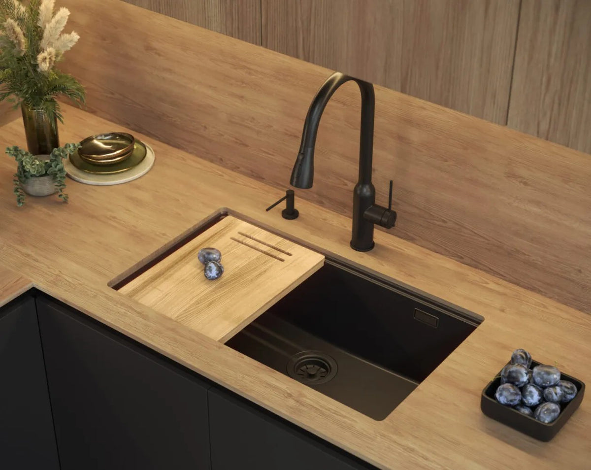 Chiuveta Din Granit Logan 110 Black Metallic Dop Nichel Periat 7