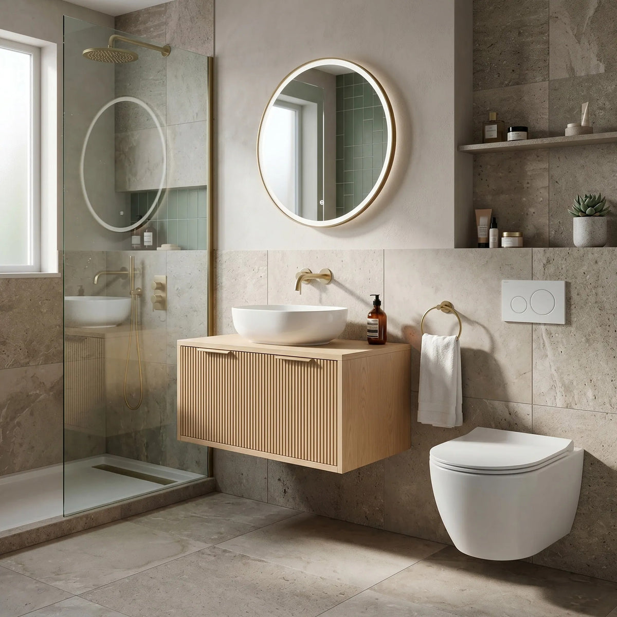 Dulap Baie Pentru Lavoar Rea Core 80cm Beige 7