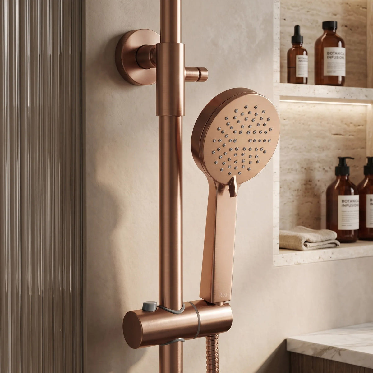 Set Dus Cu Termostat Rea Parot Light Brush Copper 7