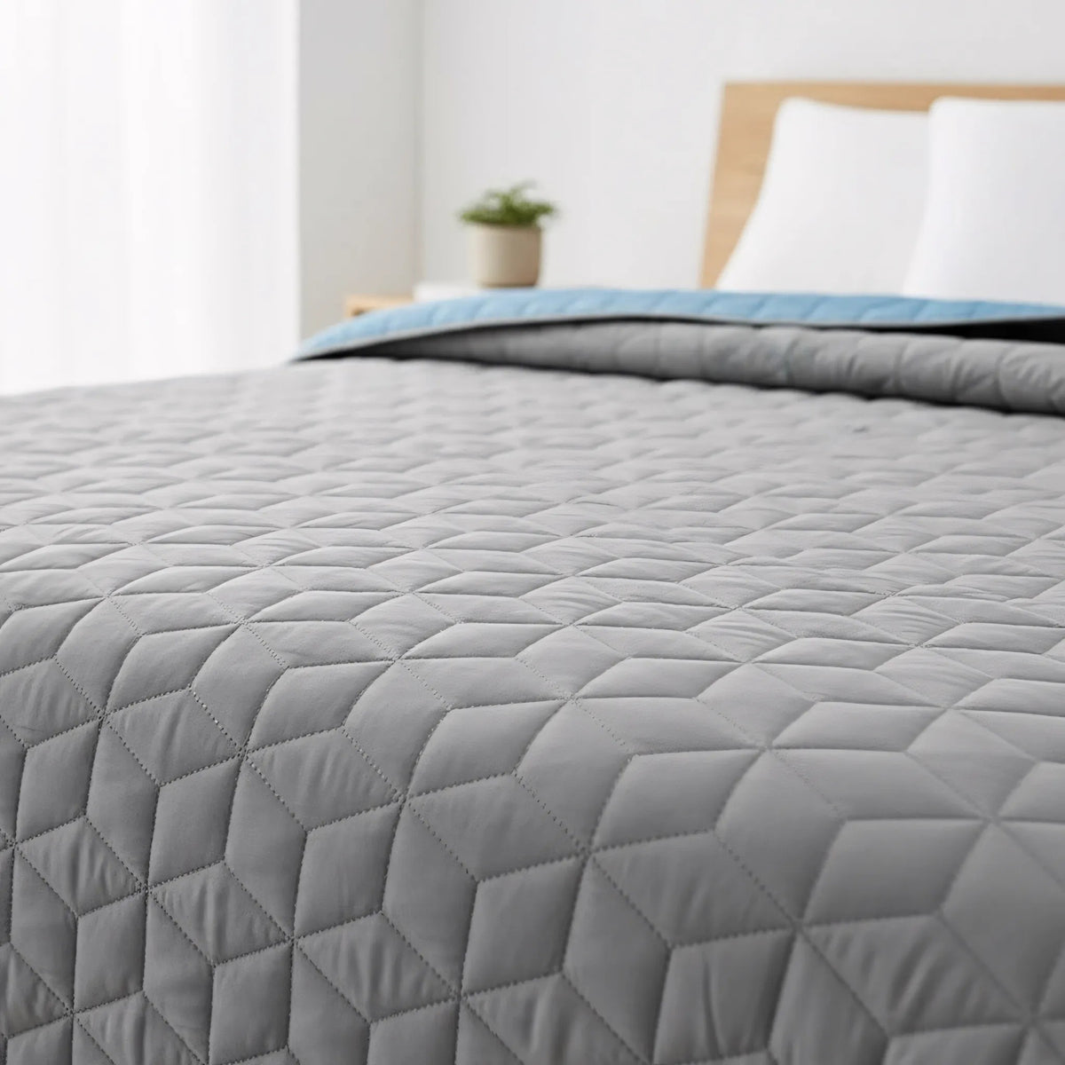 Cuvertura Cu Doua Fete Matlasata Diamante L.Grey / Blue 200x220 7