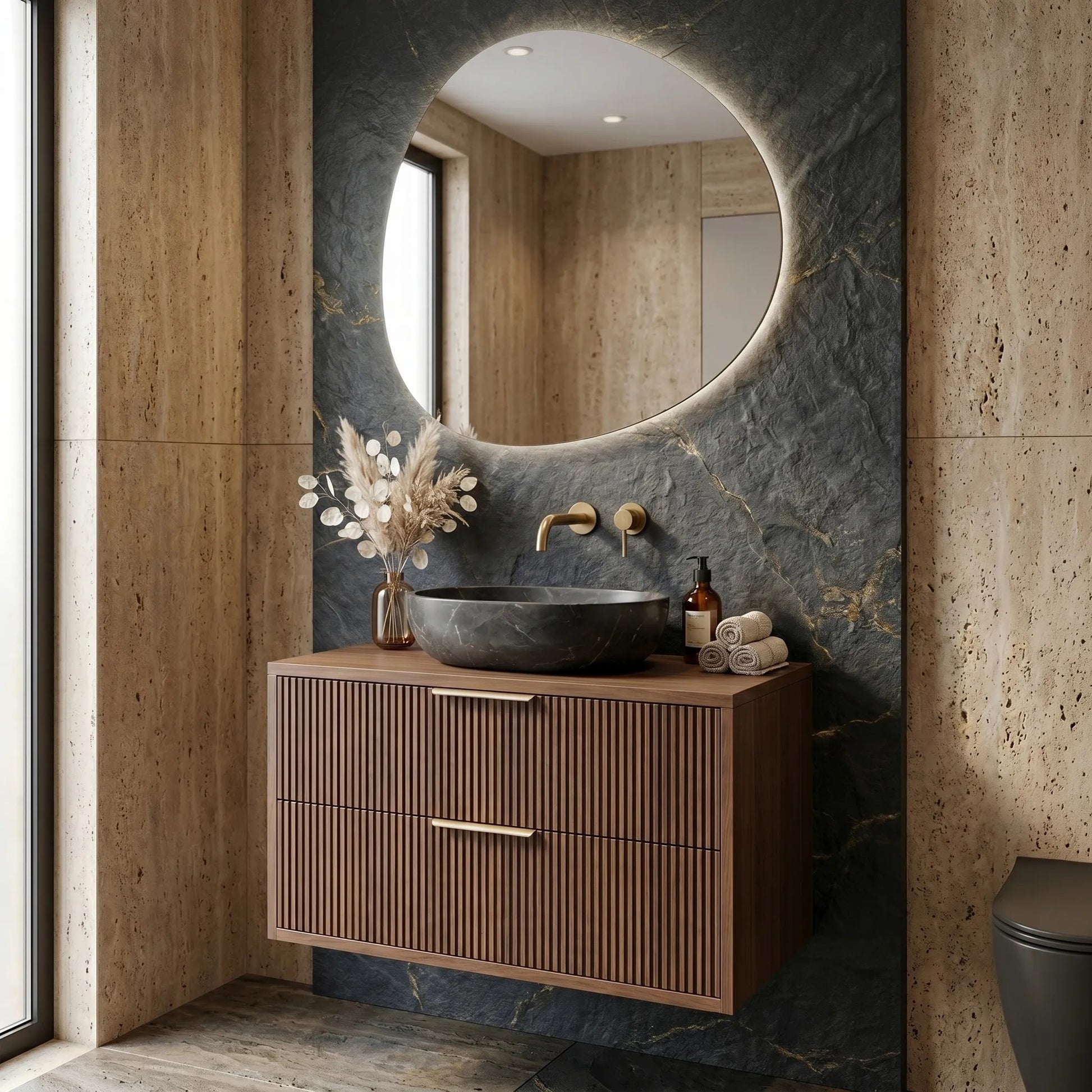 Dulap baie pentru lavoar Rea Mono 80cm Brown  7