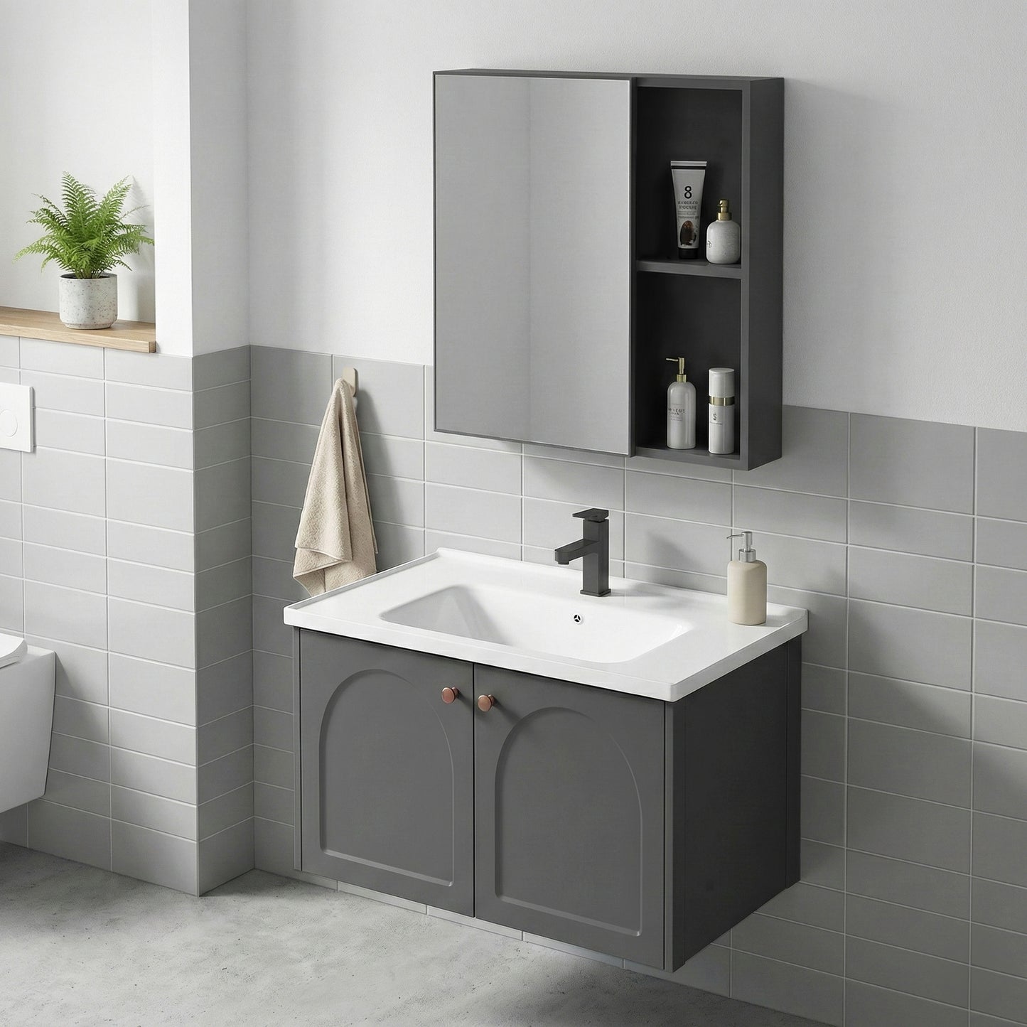 Set mobilier de baie cu lavoar Denver 60cm Grey  3