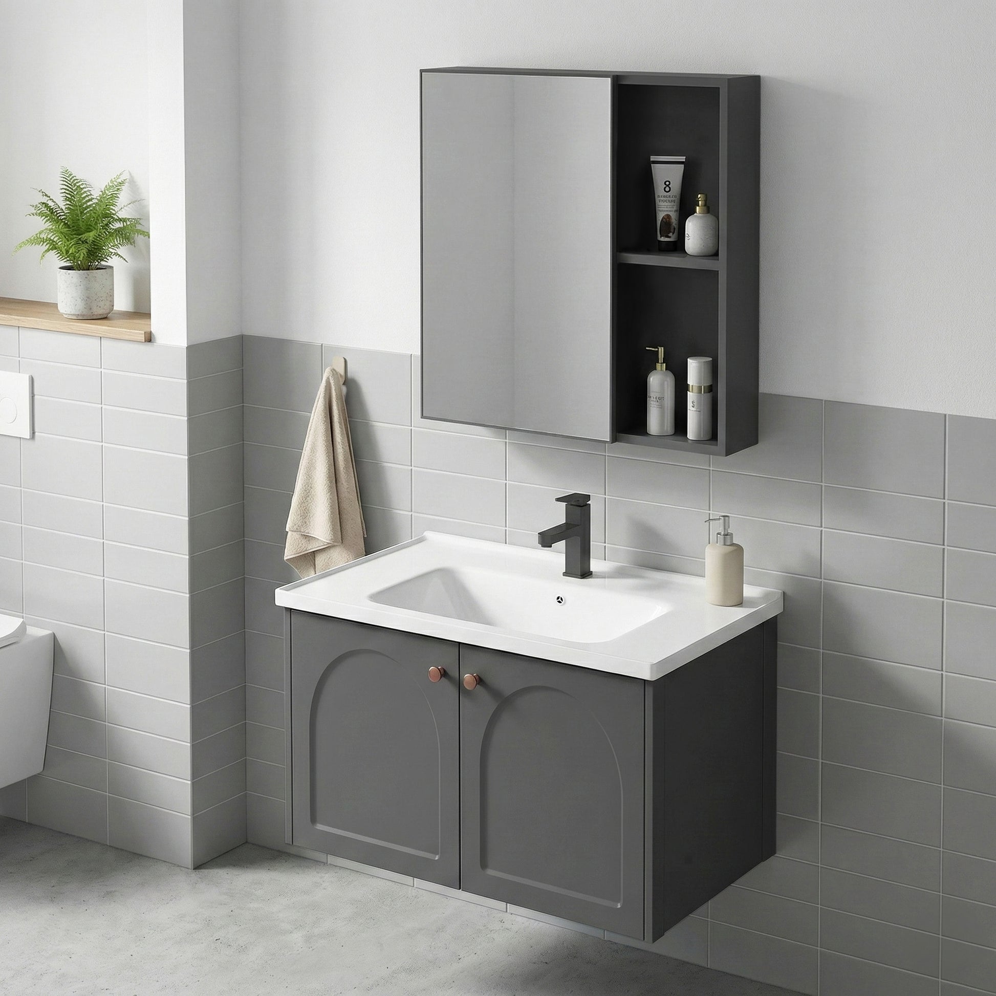 Set mobilier de baie cu lavoar Denver 60cm Grey  3