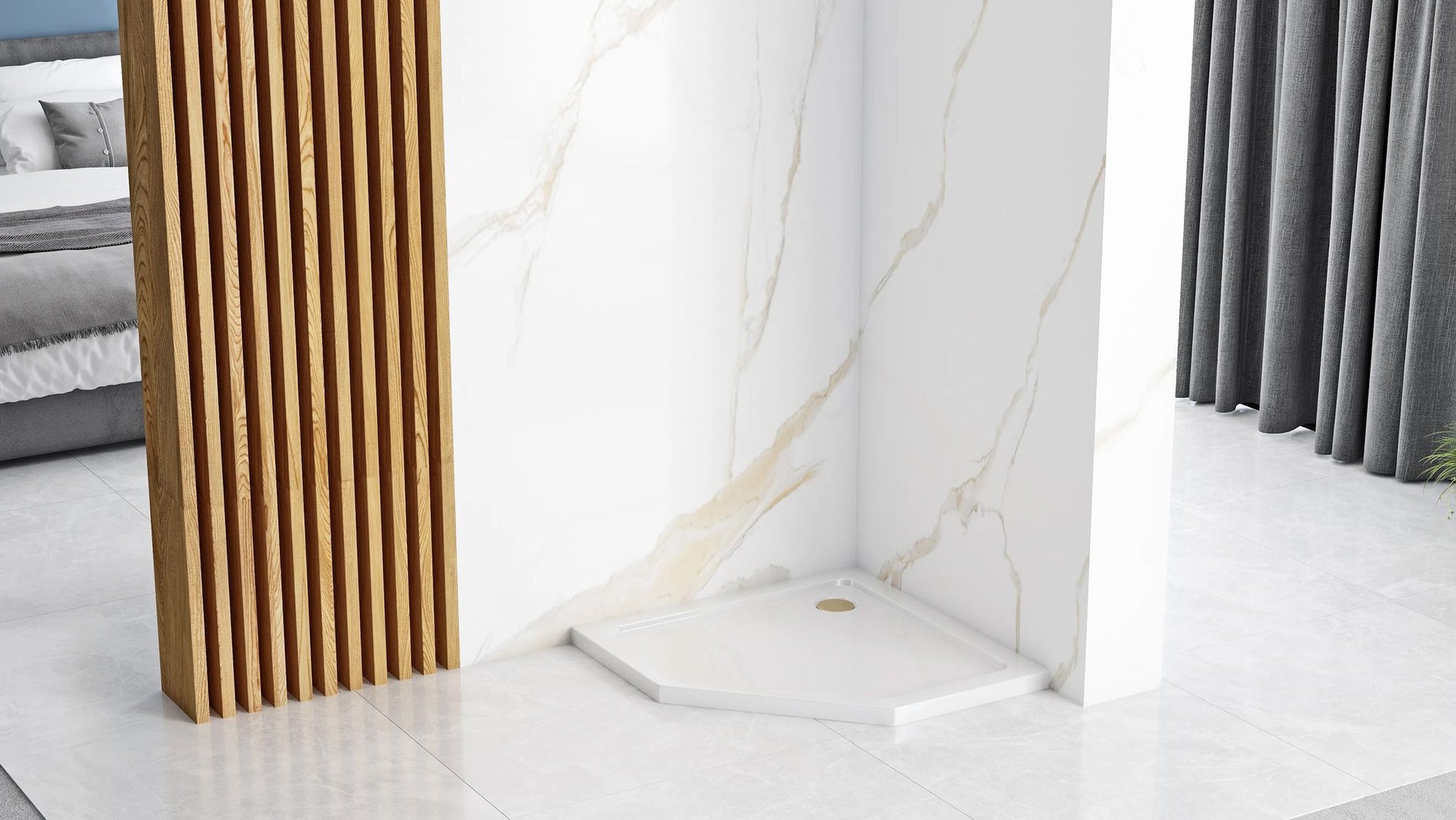 Cadita de dus Diamond 80x80 Alb  7