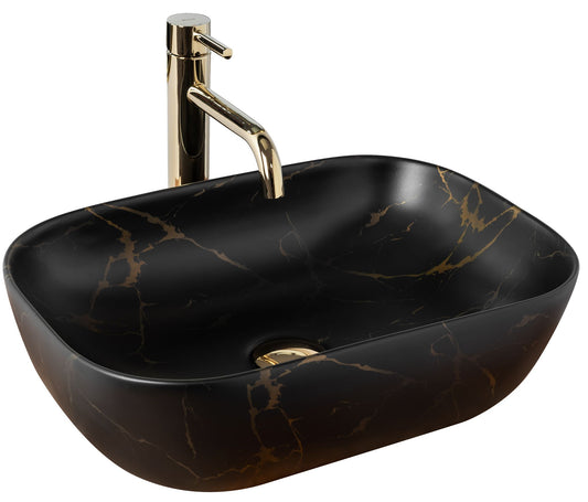 Lavoar pentru blat Rea Belinda Black Marble Mat 1