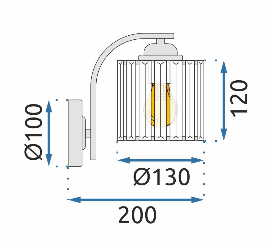 Lampă de perete metal cristal crom APP509-1W  6