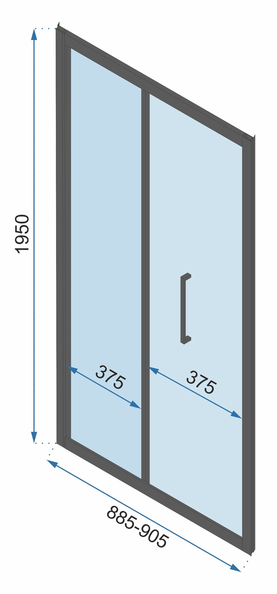 Cabina dus De colt Rapid Fold Usa:100 x Perete:90 7