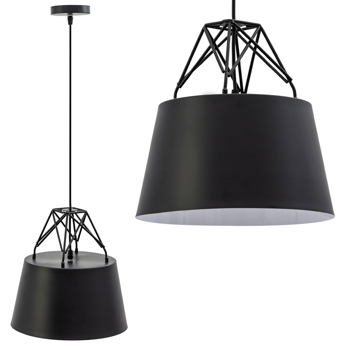 Lampă Suspendată Din Tavan De Metal Negru APP422-1CP  1