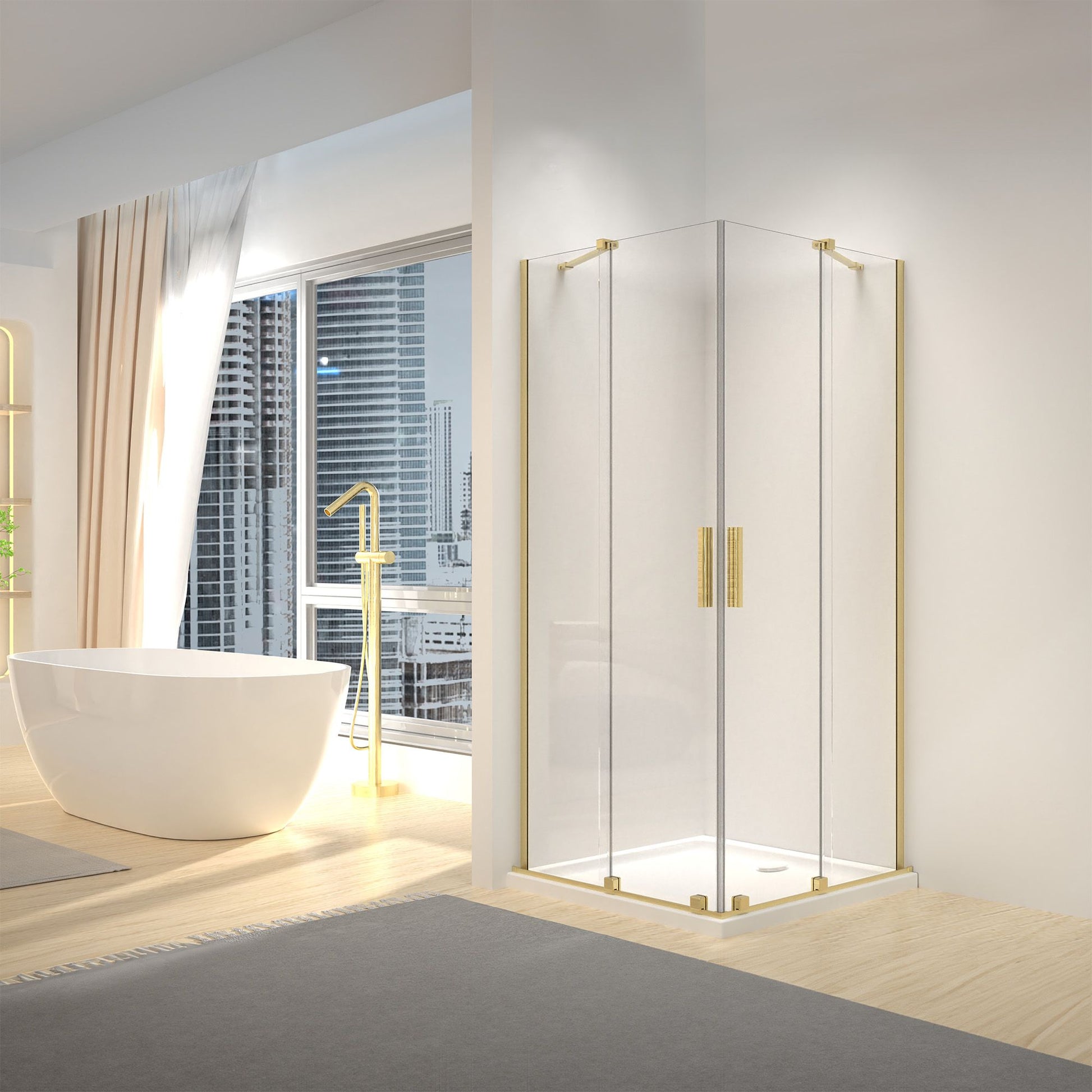 Cabina dus REA Montana Double Gold Brush 90x90  2