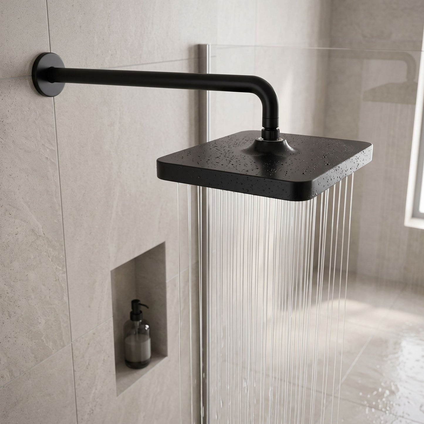 Pălărie De Duș Dreptunghiulară REA JS-032 Black 4