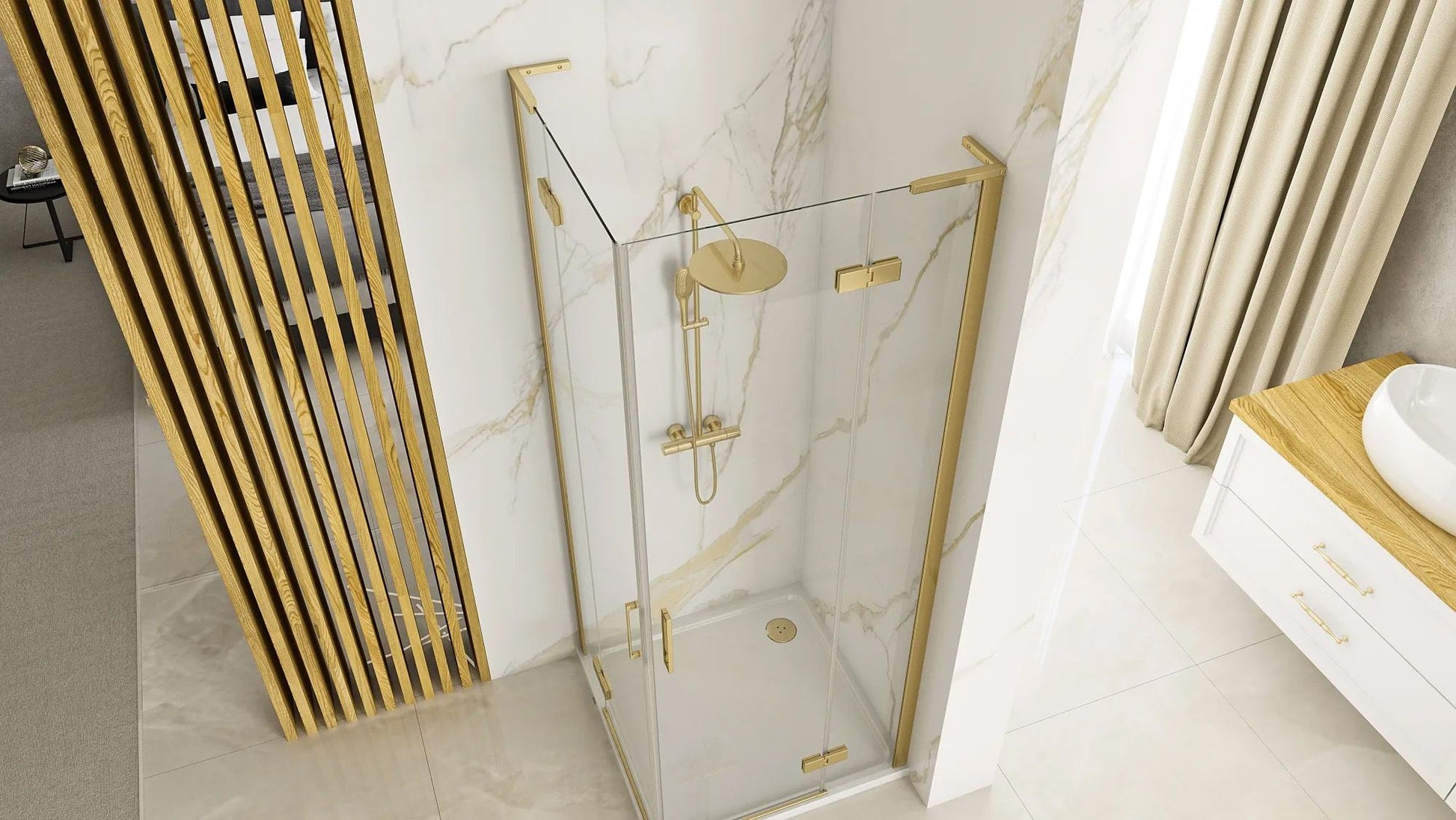 Cabina dus REA Hugo 80x90 Gold Brush  5