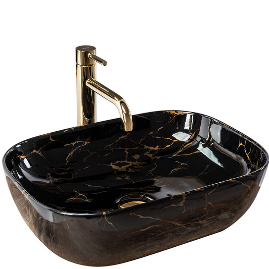 Lavoar pe blat Rea Belinda Black Marble shiny 1