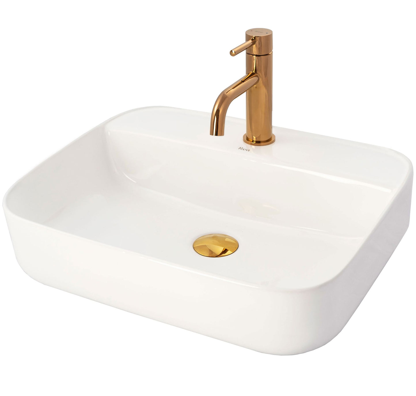 Baterie pentru lavoar Rea Lungo ROSE Gold roz Auriu Low  5