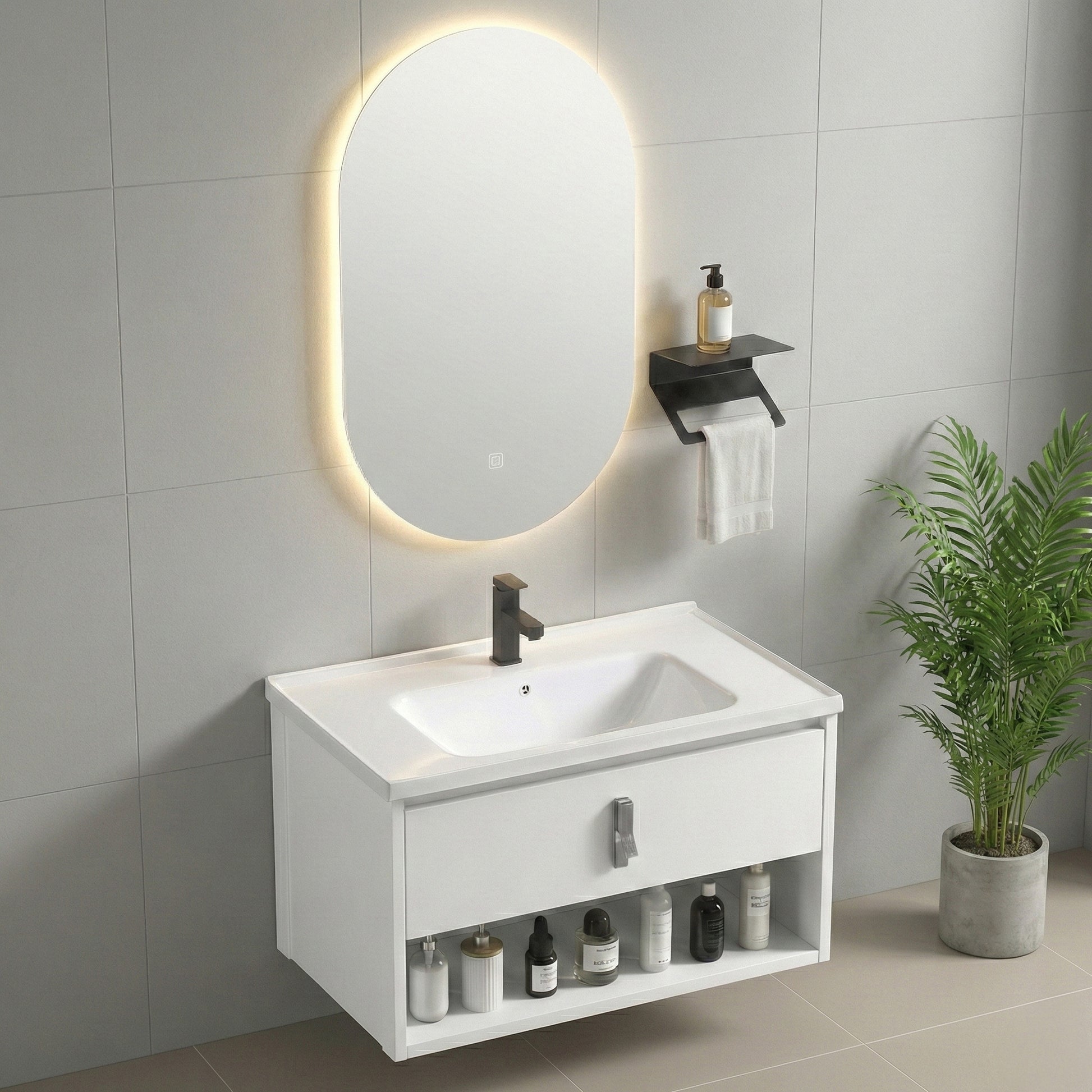 Set mobilier de baie cu lavoar Toledo 60cm White  3