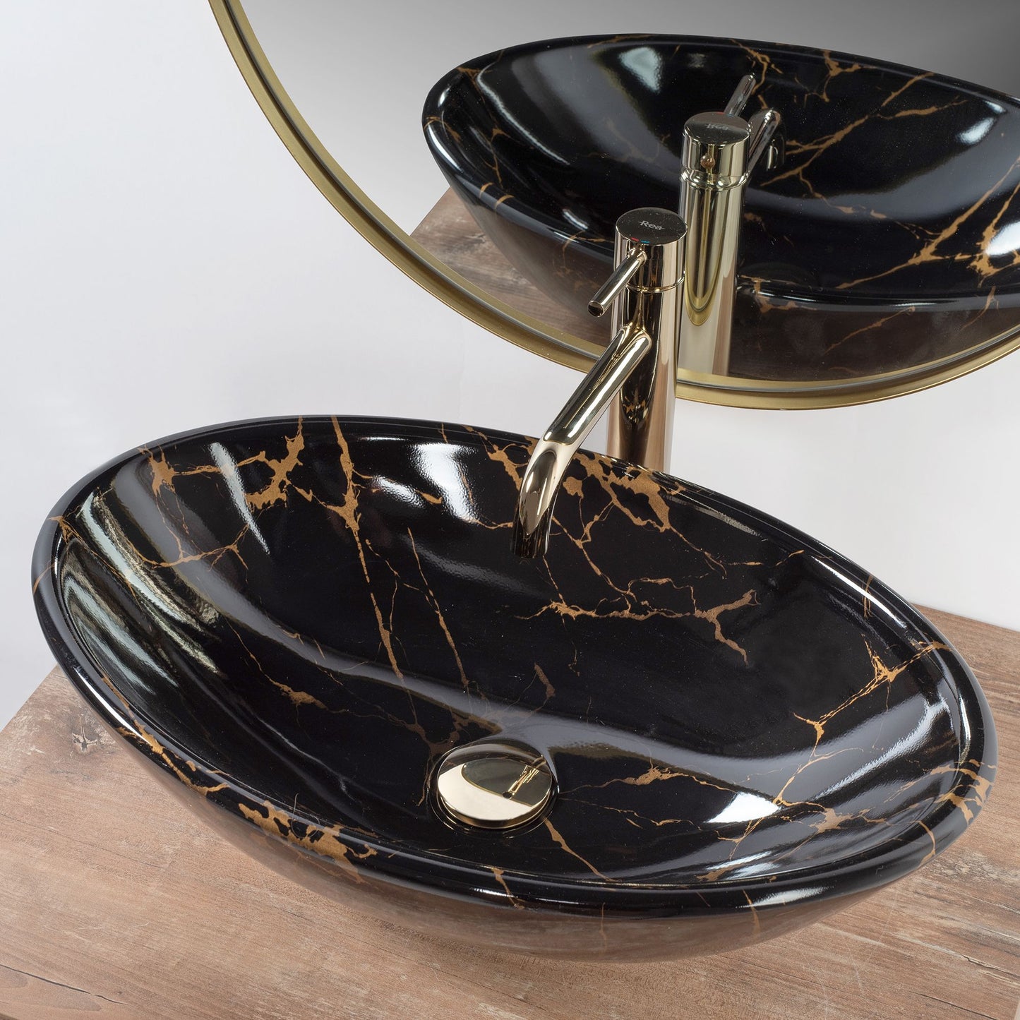 Lavoar pentru blat REA Pamela Black Marble Shiny 4