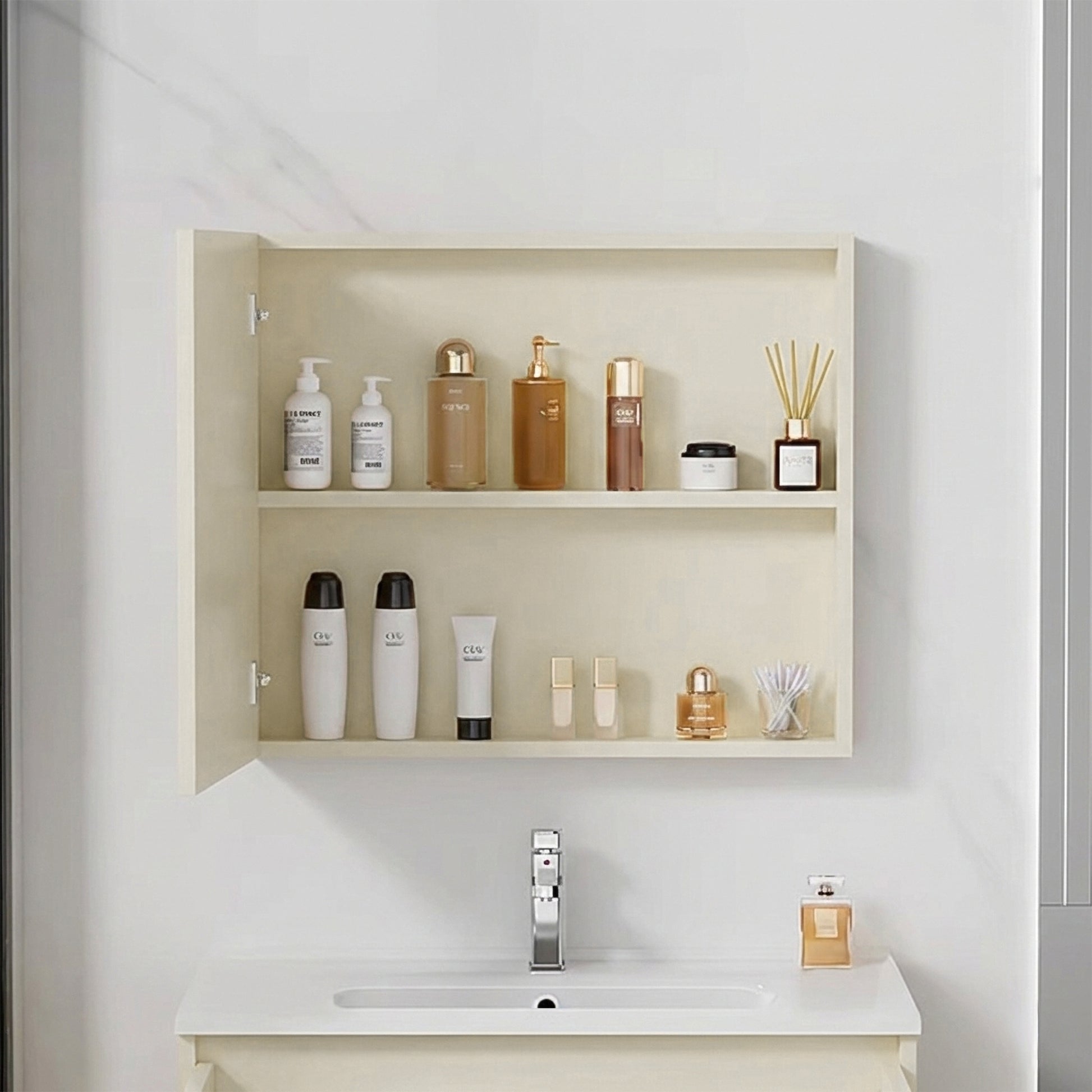 Set mobilier de baie cu lavoar Paris 60cm Beige  4