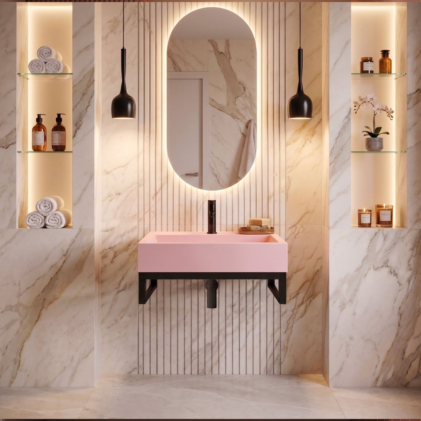 Lavoar Pentru Blat GOYA PINK 50CM + Cadru 3