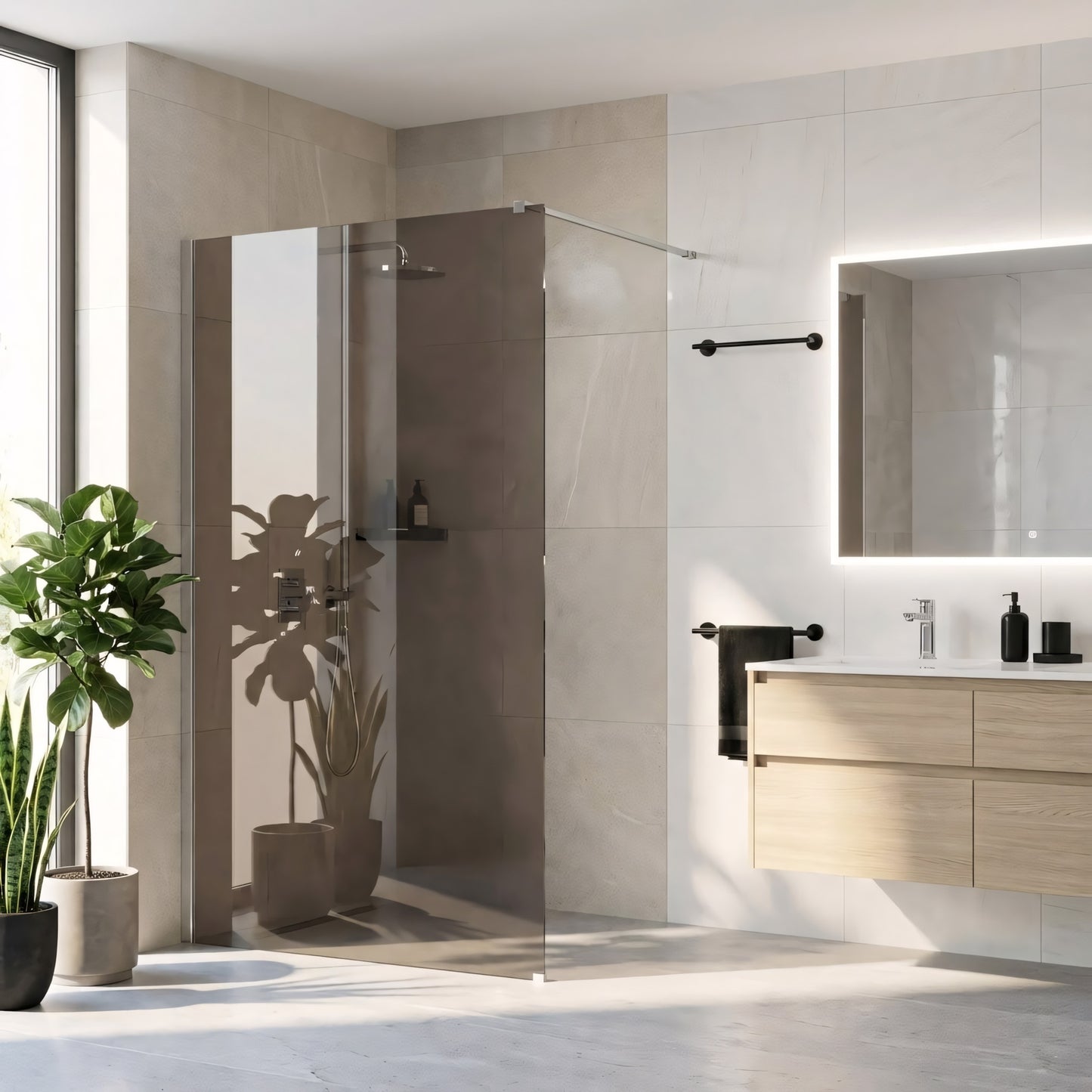 Paravan de dus Rea Flexi Brown / Chrome 140  3