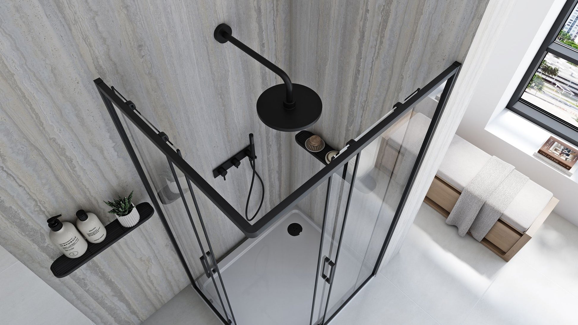 Cabină de duș Rea City 80x100 cm Black fara cadita 5