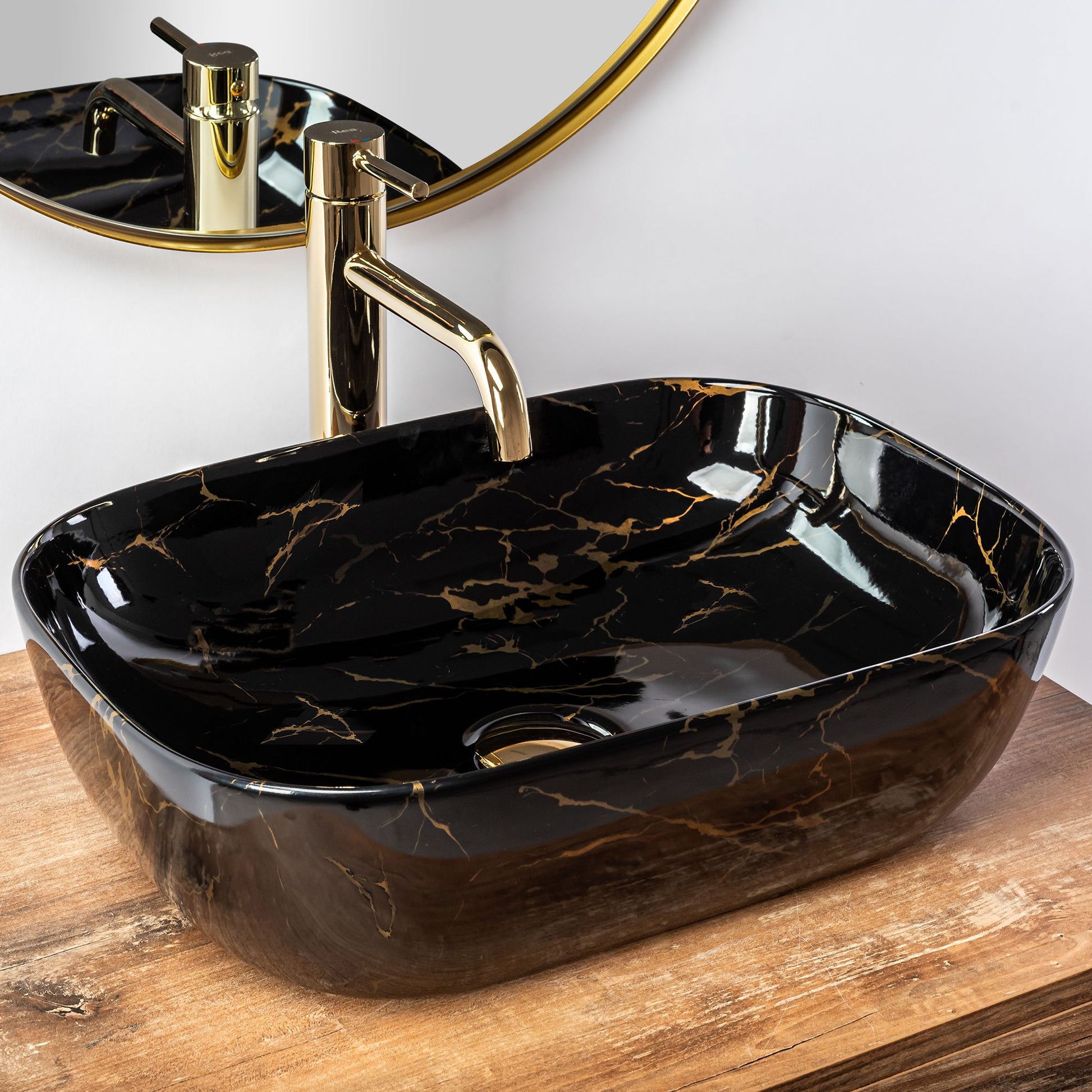 Lavoar pe blat Rea Belinda Black Marble shiny 3
