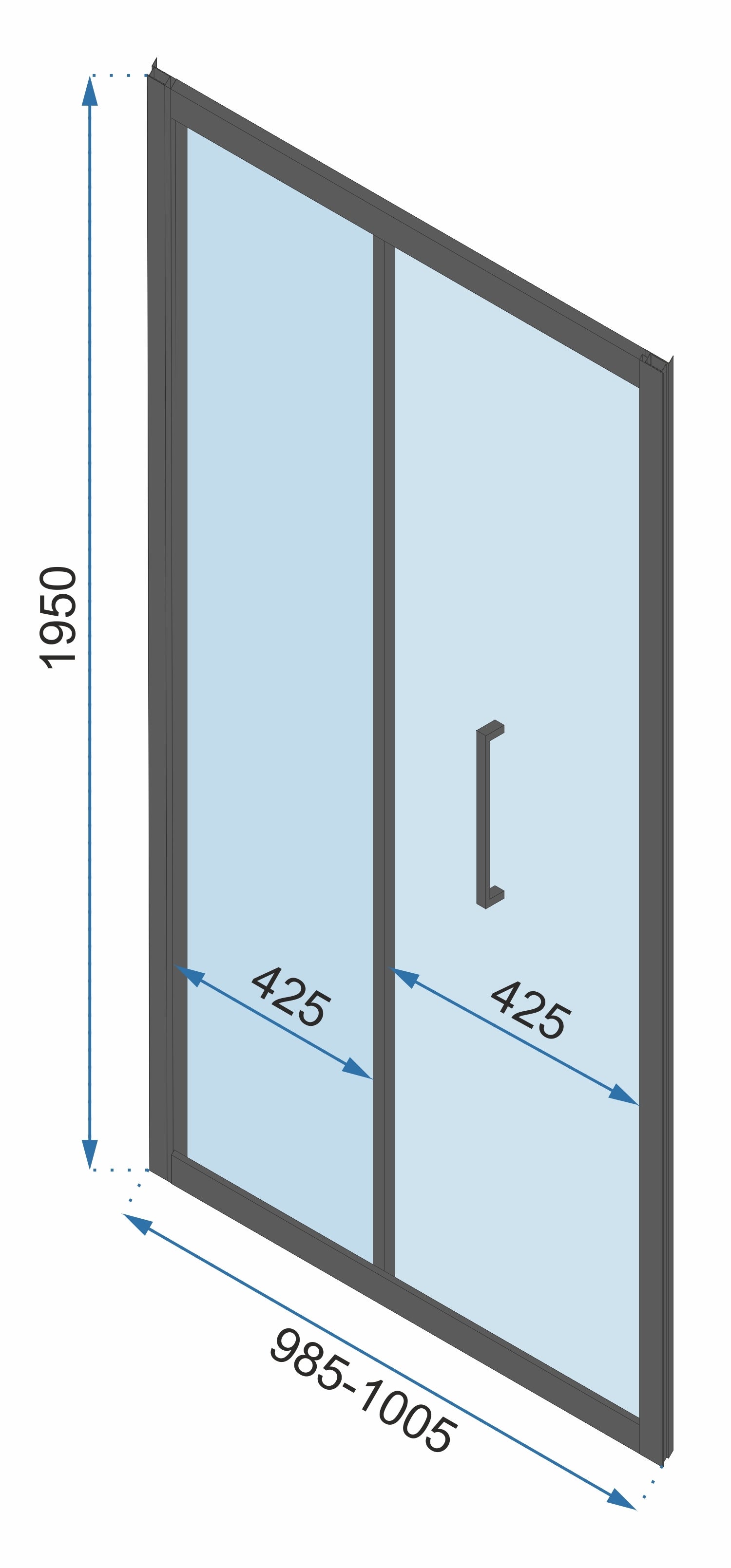 Cabina de dus de perete Rapid Fold Usa:100 x Perete:100 16