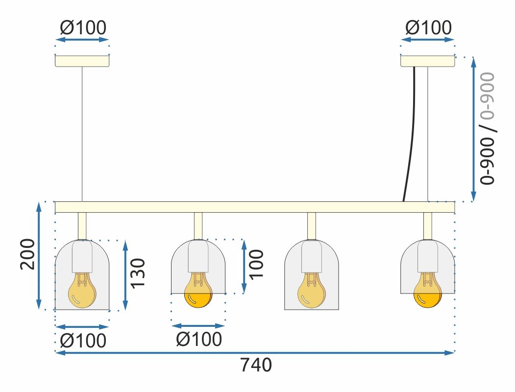 Lampă de tavan APP1030-4CP White  7