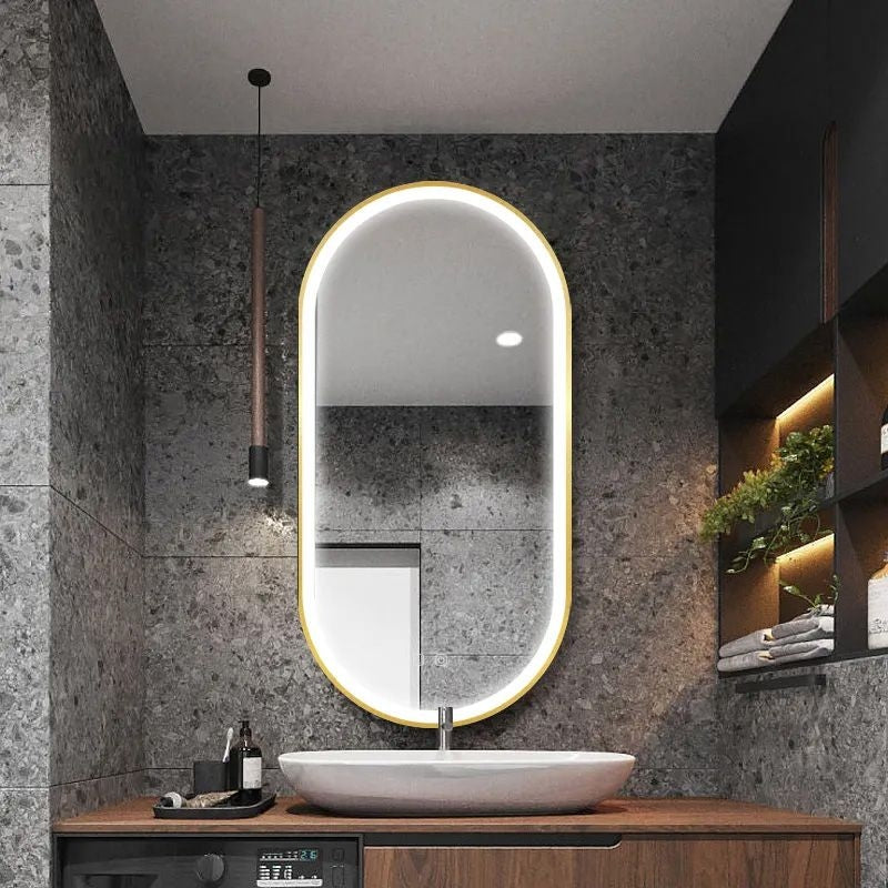 Oglindă LED OVL 50x100cm Brush Gold  11