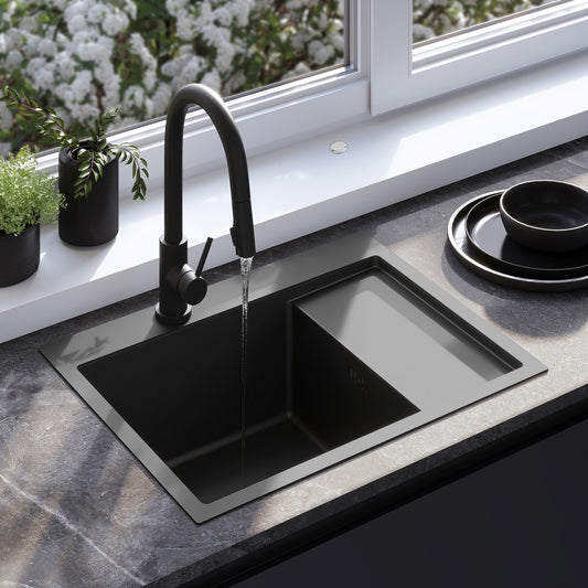 Chiuvetă Inox Fin Black cu robinet de bucătărie 1