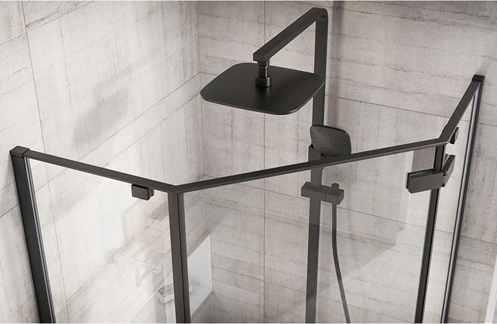 Cabina de dus DIAMOND BLACK MAT 80x80 cm cu cadita Diamond alb 5