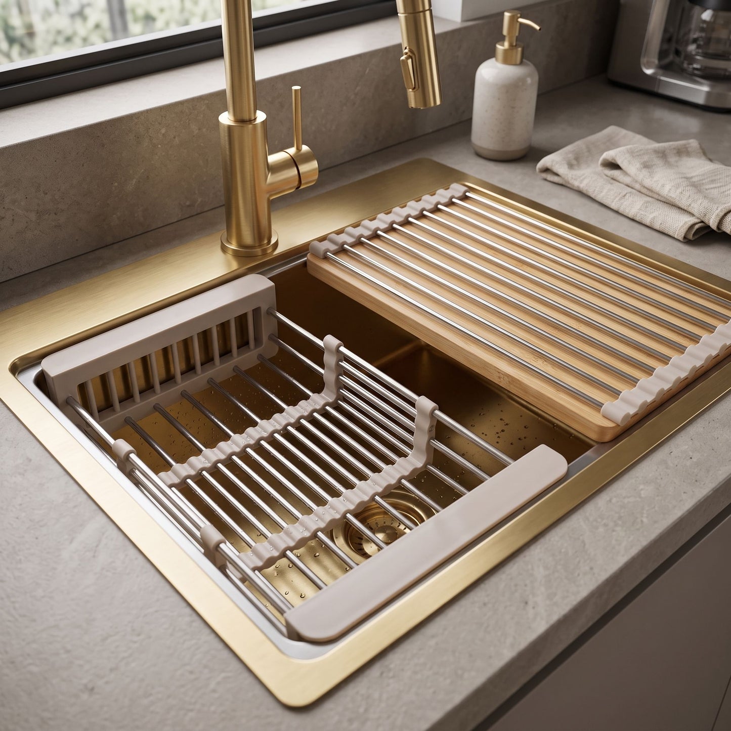 Set Accesorii Pentru Chiuvetă De Bucătărie 3 Piese REA Beige 2