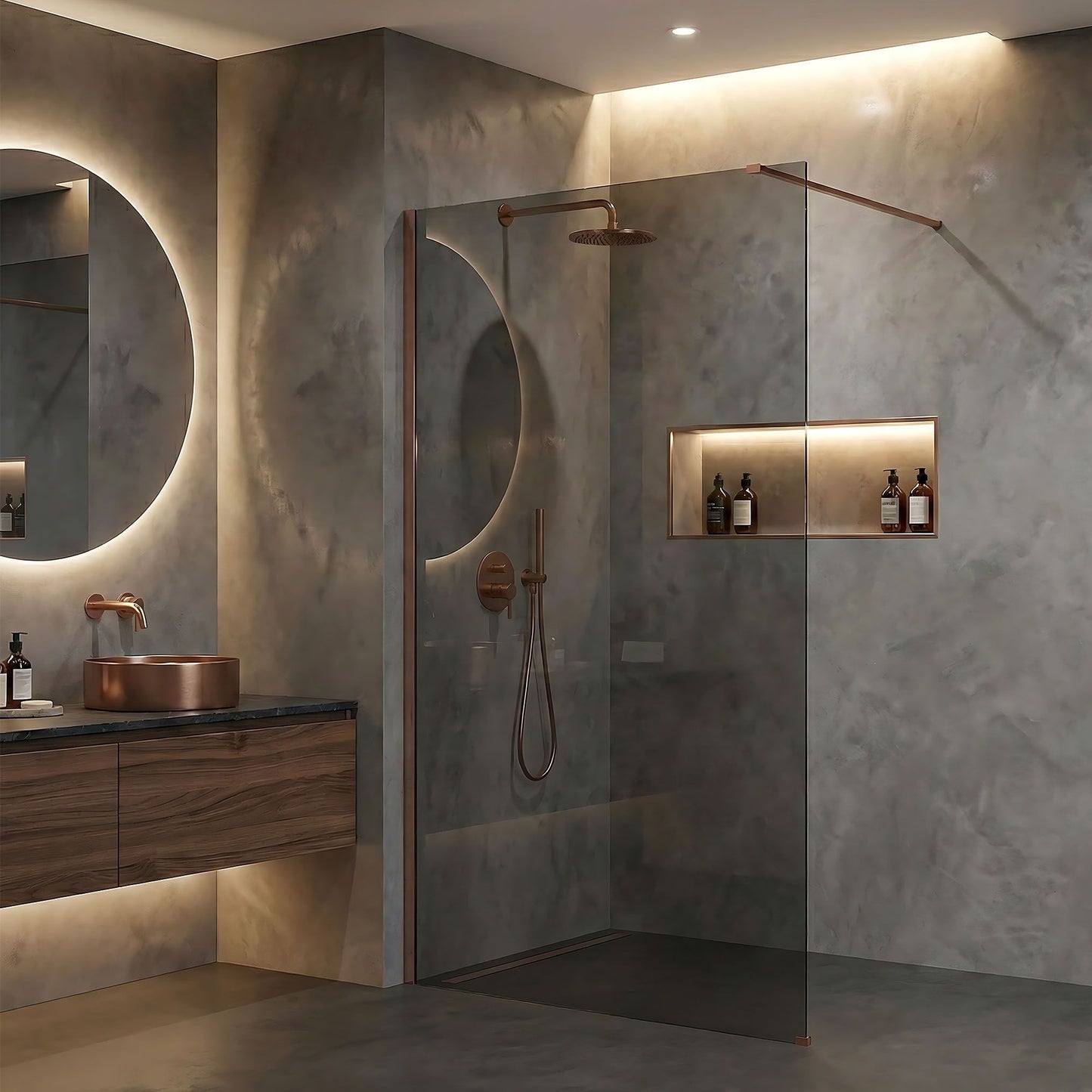 Paravan de dus Rea Flexi Grey / Brush Copper 120  2