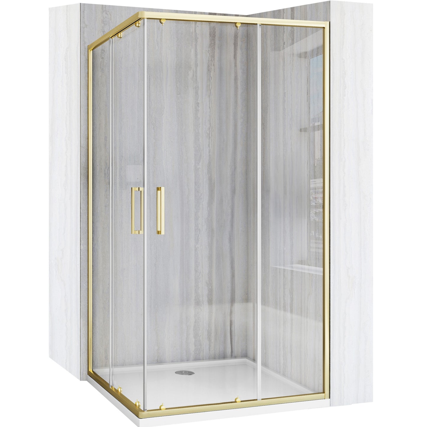 Cabină De Duș Rea City 80x100 Cm Brush Gold cu cadita Savoy 1