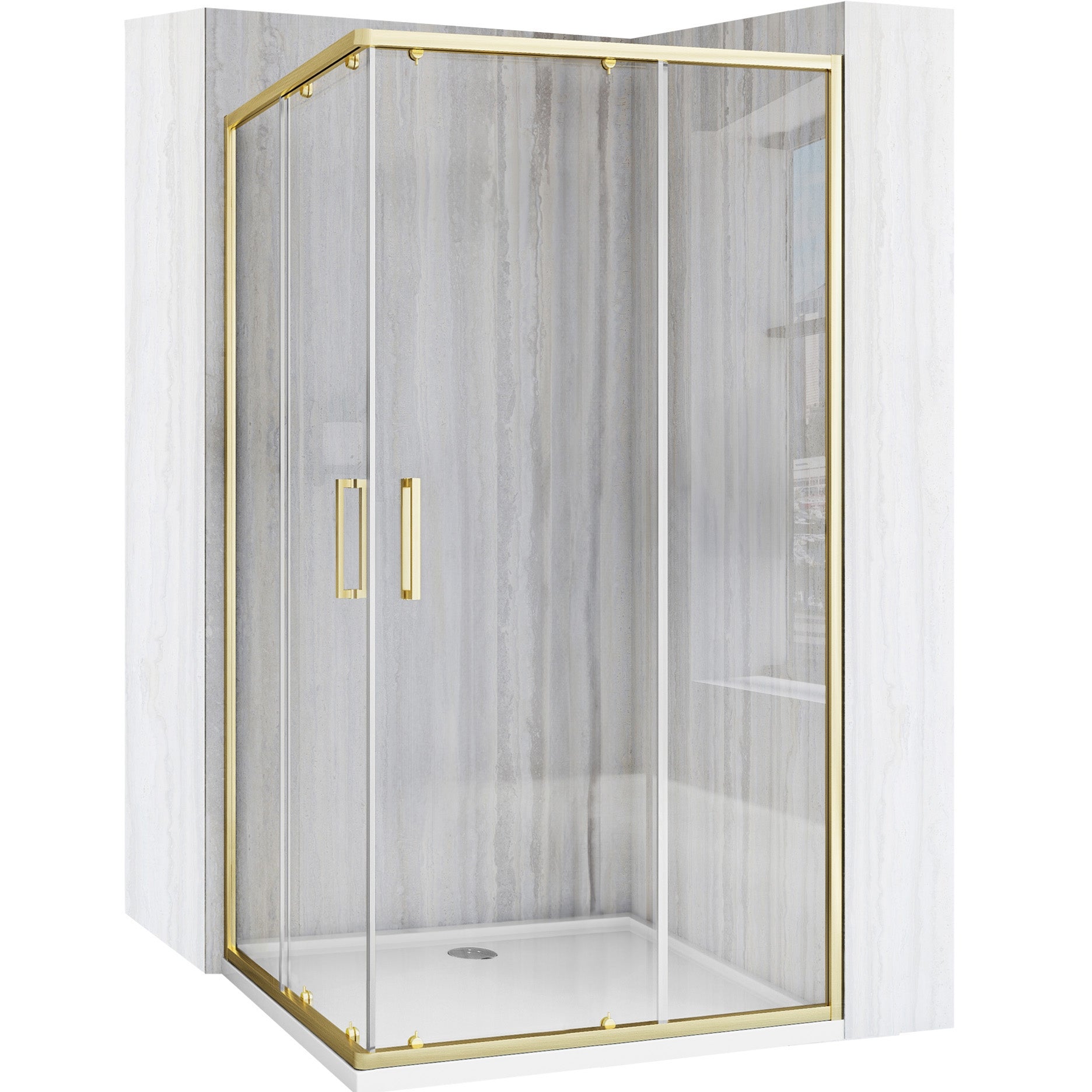 Cabină De Duș Rea City 80x100 Cm Brush Gold cu cadita Savoy 1