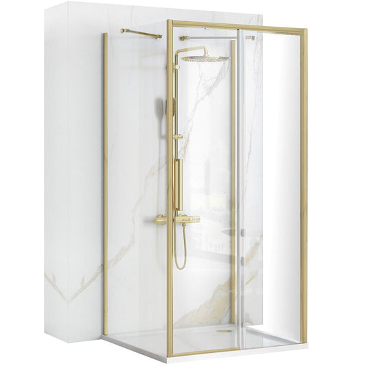 Cabina de dus de perete REA Rapid Slide  Brush Gold Usa: 100 Perete: 90 1