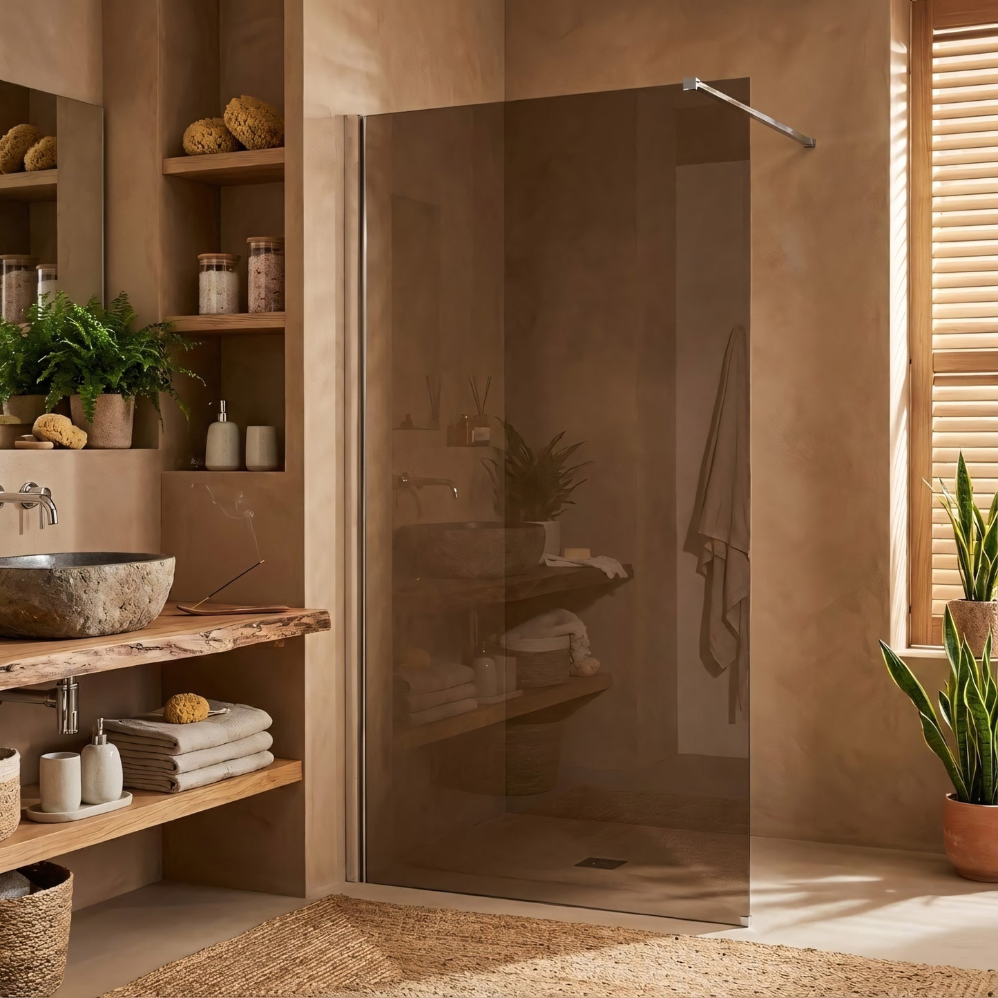 Paravan de dus Rea Flexi Brown / Chrome 130  8
