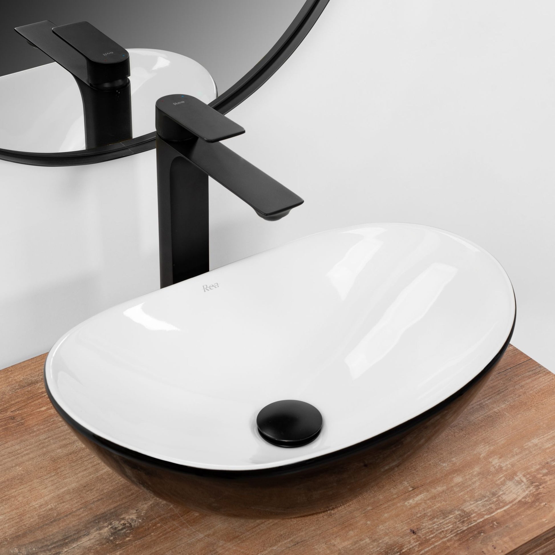 Lavoar pentru blat REA Royal Mini Black White 2