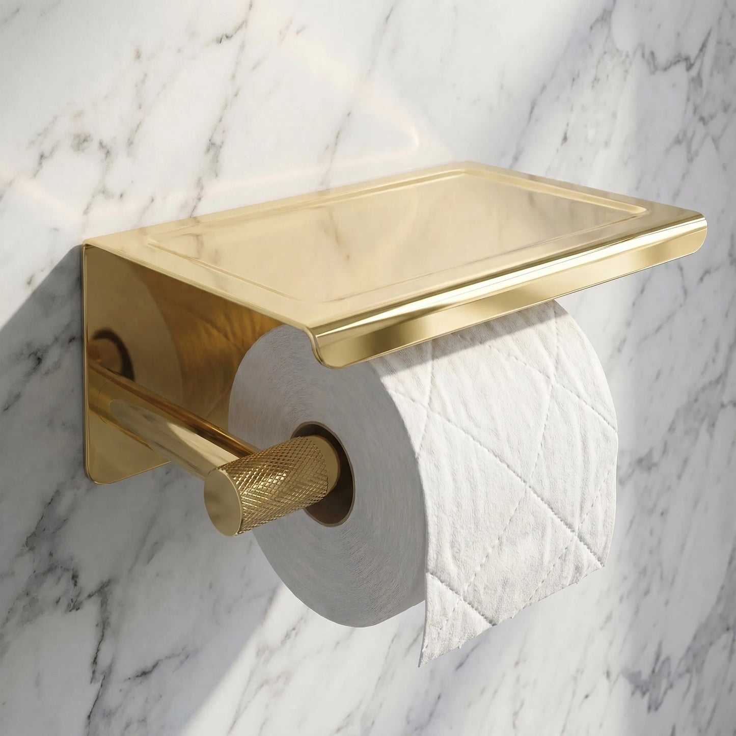 Suport pentru hârtie igienică cu poliță 6613 Modern Gold  8